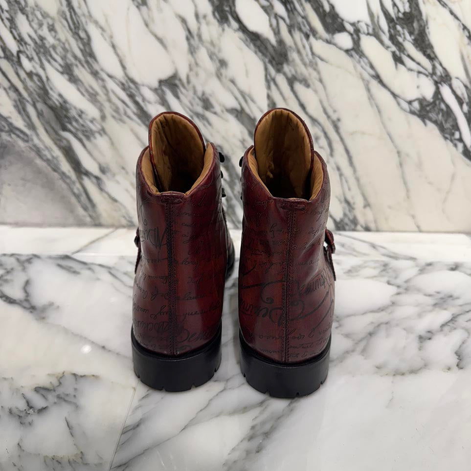 Berluti Calligraphy Brunico Bolzano Leather Mountain Boots Size 9 ベルルッティ カリグラフィ ブルニコ ボルザーノ レザー マウンテンブーツ サイズ9