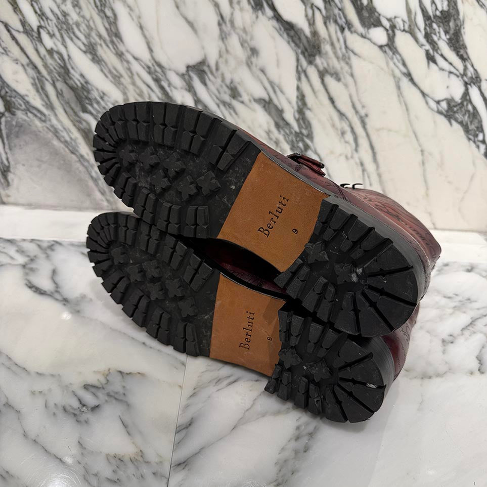 Berluti Calligraphy Brunico Bolzano Leather Mountain Boots Size 9 ベルルッティ カリグラフィ ブルニコ ボルザーノ レザー マウンテンブーツ サイズ9