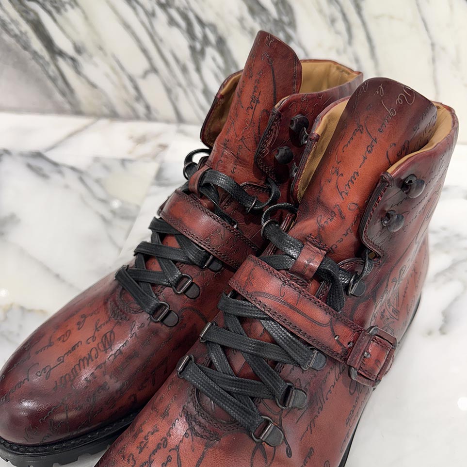 Berluti Calligraphy Brunico Bolzano Leather Mountain Boots Size 9 ベルルッティ カリグラフィ ブルニコ ボルザーノ レザー マウンテンブーツ サイズ9
