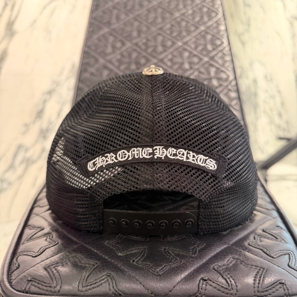 CHROME HEARTS Triple Cross Leather Patch Trucker Cap ONE SIZE (51