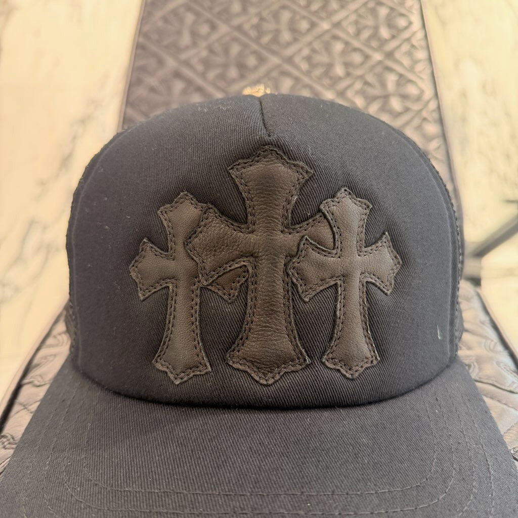 CHROME HEARTS Triple Cross Leather Patch Trucker Cap ONE SIZE (51-61) クロムハーツ トリプルクロス レザーパッチ トラッカーキャップ サイズONE SIZE (51-61)
