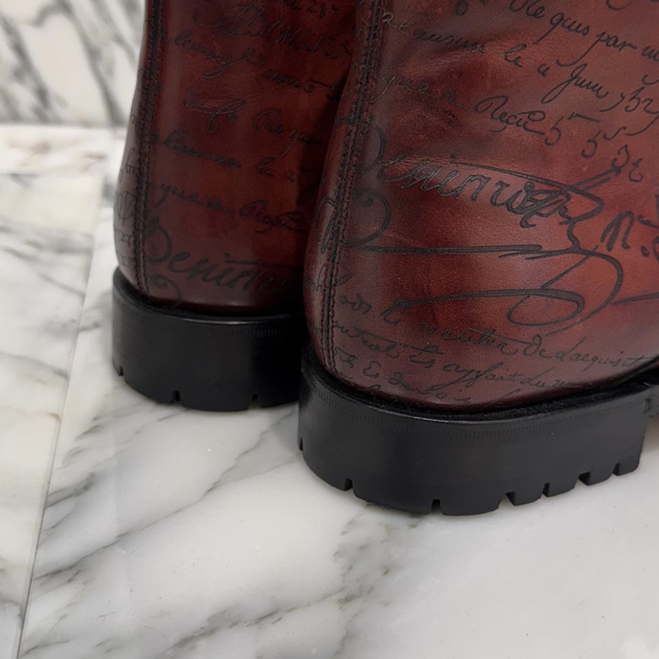Berluti Calligraphy Brunico Bolzano Leather Mountain Boots Size 9 ベルルッティ カリグラフィ ブルニコ ボルザーノ レザー マウンテンブーツ サイズ9