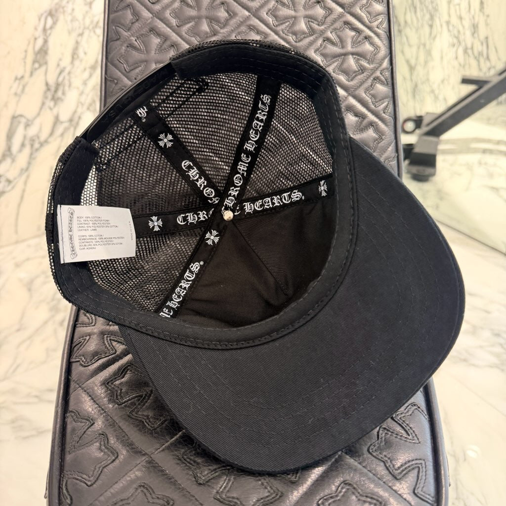 CHROME HEARTS Triple Cross Leather Patch Trucker Cap ONE SIZE (51-61) クロムハーツ トリプルクロス レザーパッチ トラッカーキャップ サイズONE SIZE (51-61)