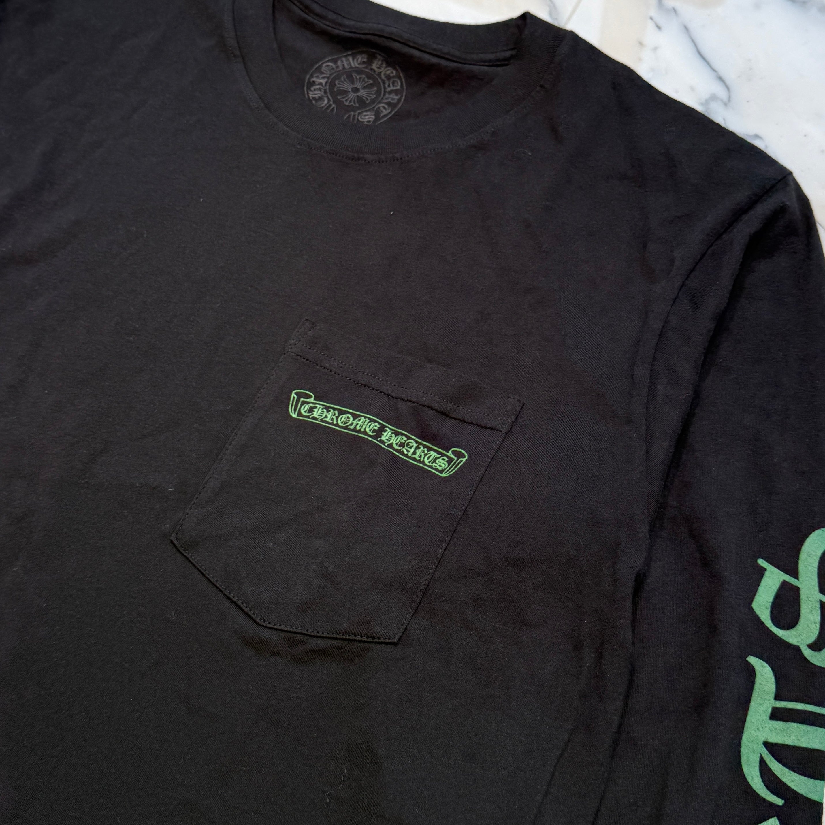 CHROME HEARTS Back Cemetery Green Cross Print Long Sleeve Tee Size M クロムハーツ バックセメタリー グリーンクロスプリント ロングスリーブTシャツ サイズM