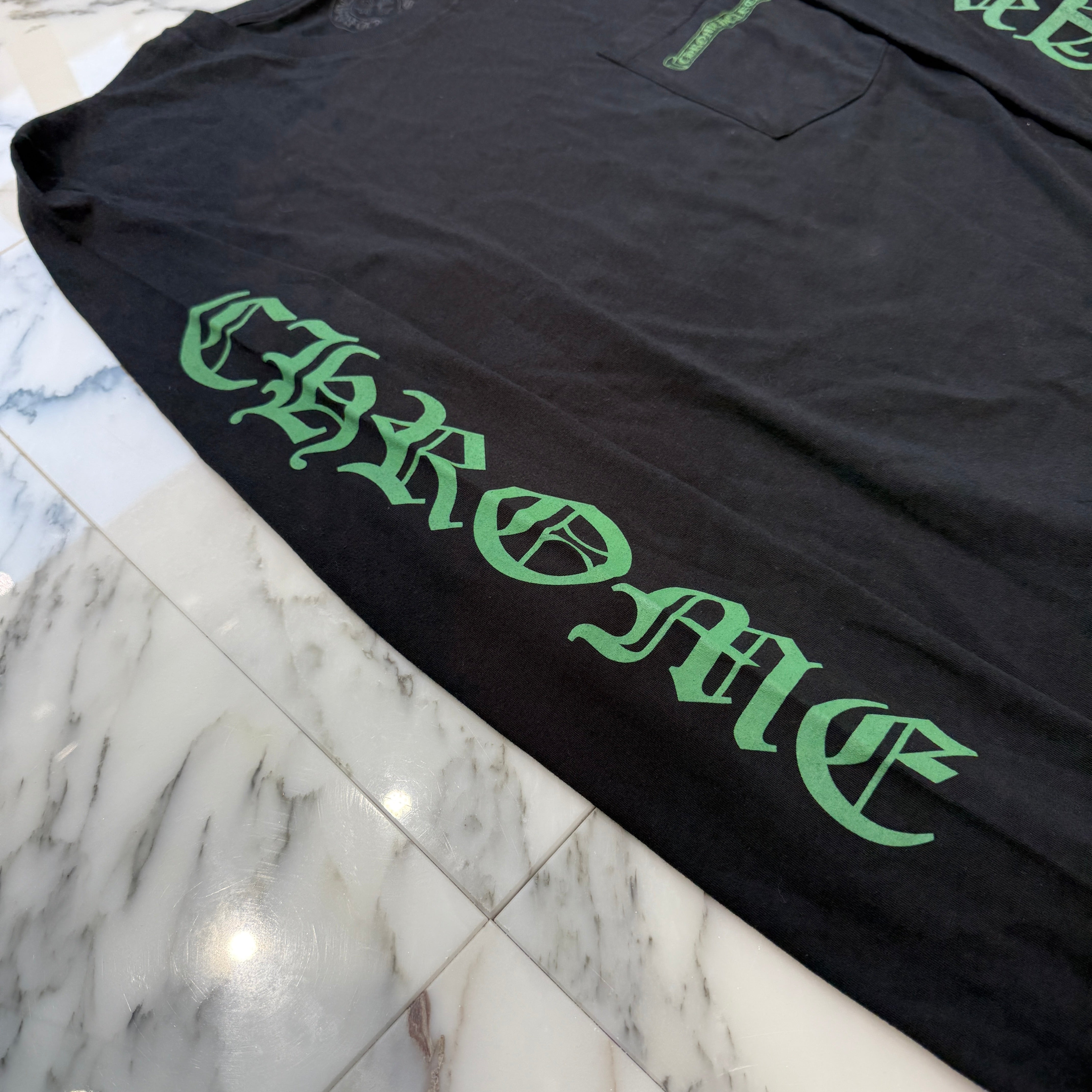CHROME HEARTS Back Cemetery Green Cross Print Long Sleeve Tee Size M クロムハーツ バックセメタリー グリーンクロスプリント ロングスリーブTシャツ サイズM
