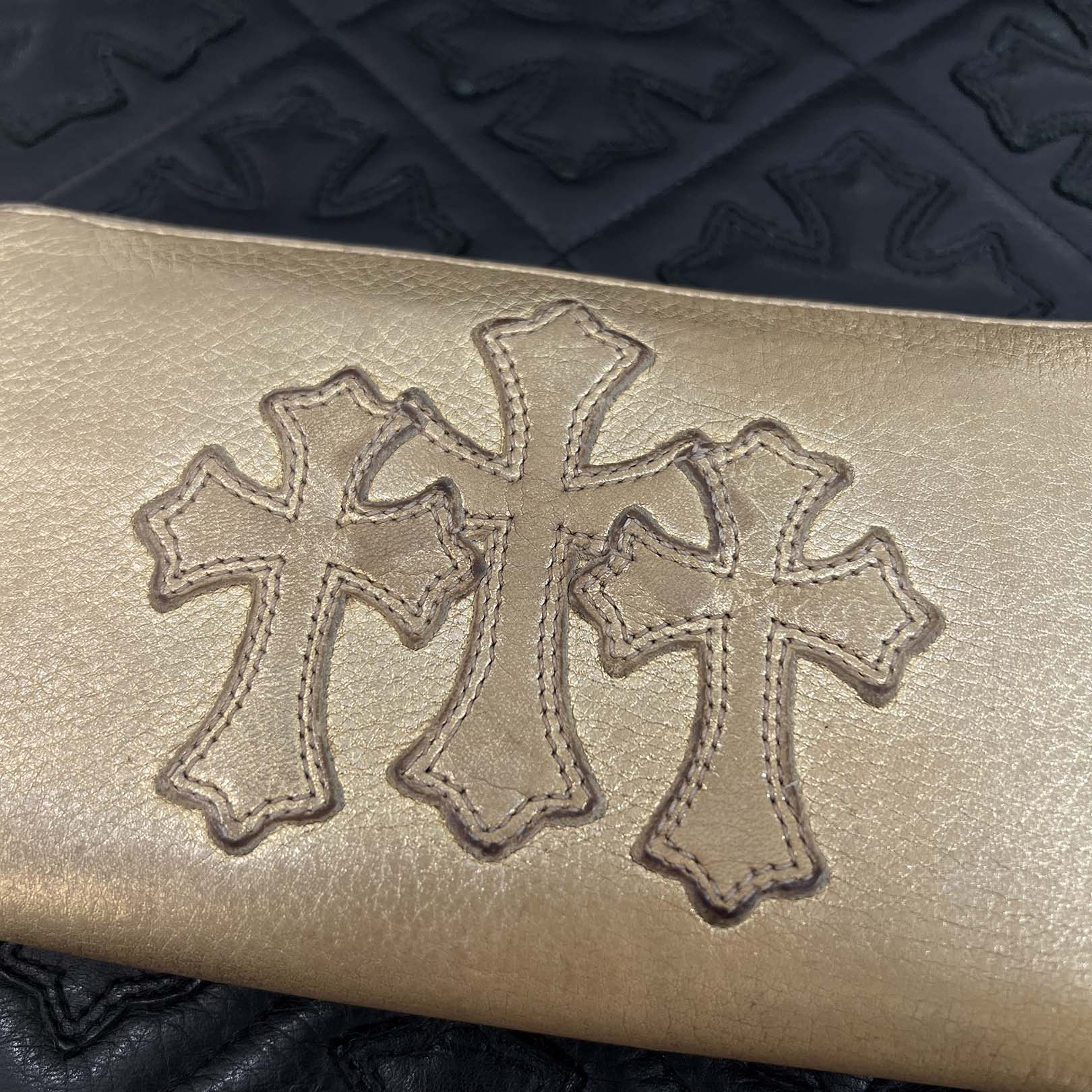 CHROME HEARTS 3 Cemetery Cross Leather Patch REC F ZIP Leather Wallet クロムハーツ 3セメタリークロス レザーパッチ レック F ジップ レザーウォレット
