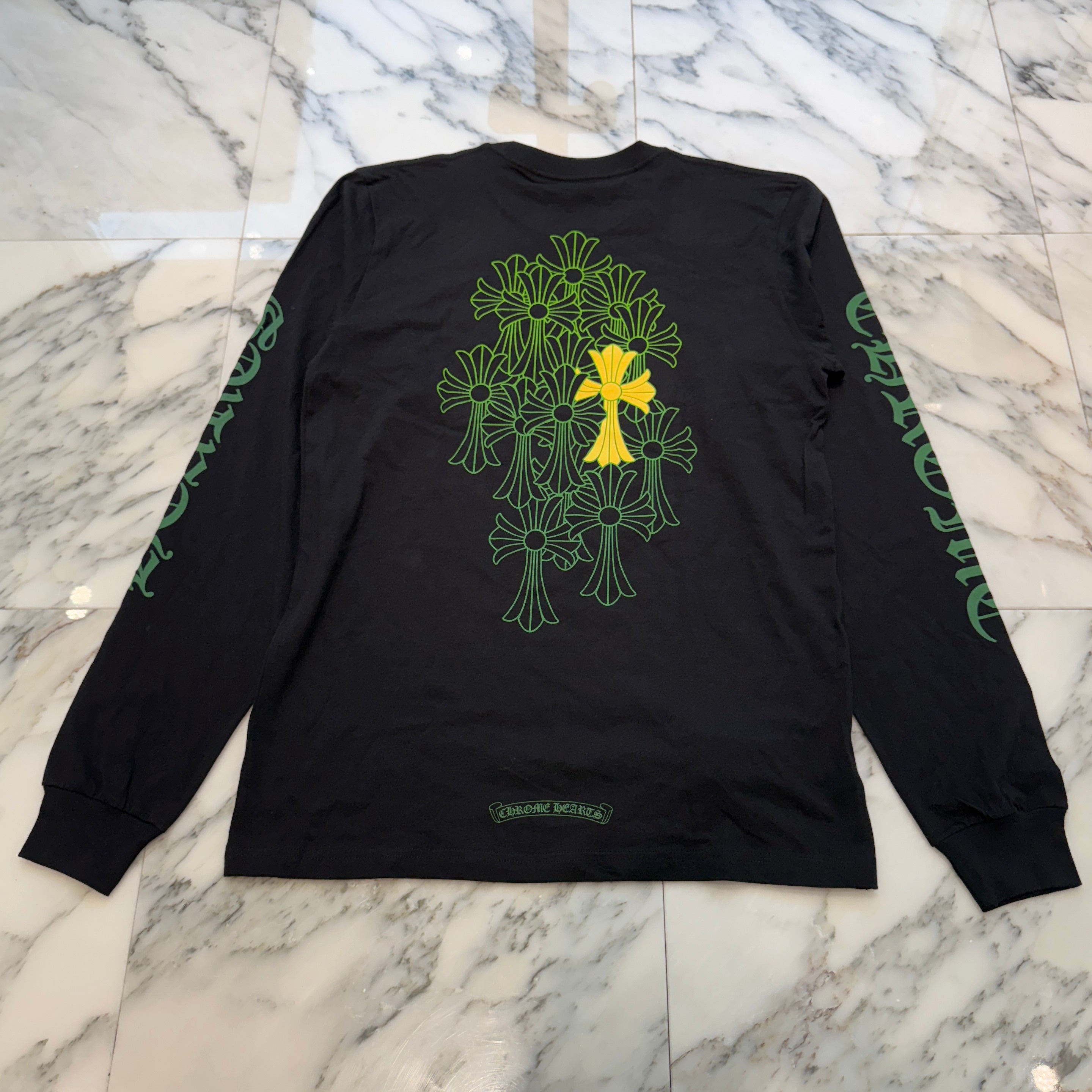 CHROME HEARTS Back Cemetery Green Cross Print Long Sleeve