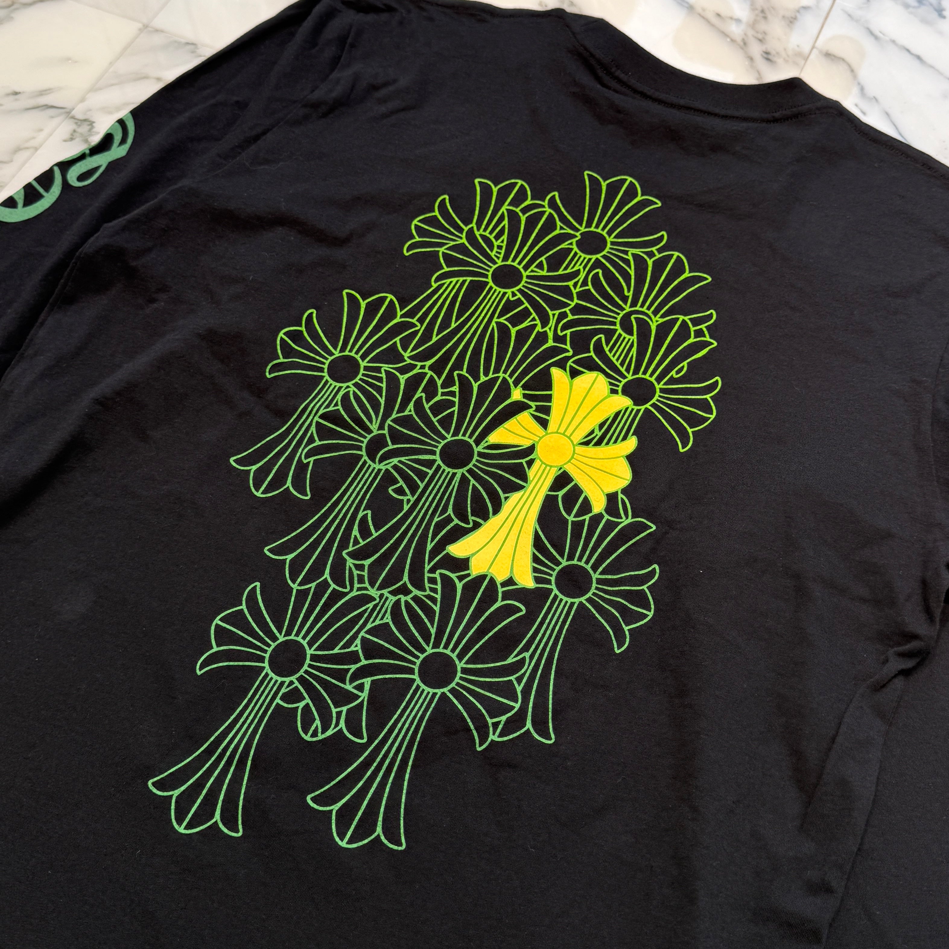 CHROME HEARTS Back Cemetery Green Cross Print Long Sleeve Tee Size M クロムハーツ バックセメタリー グリーンクロスプリント ロングスリーブTシャツ サイズM