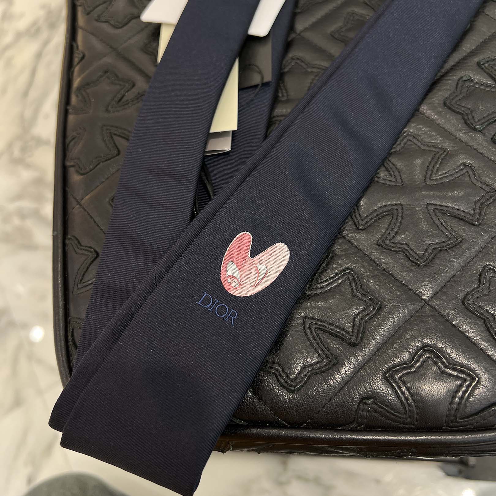 DIOR Heart Embroidered Narrow Tie 14C1047A0574 ディオール ハート刺繍 ナローネクタイ