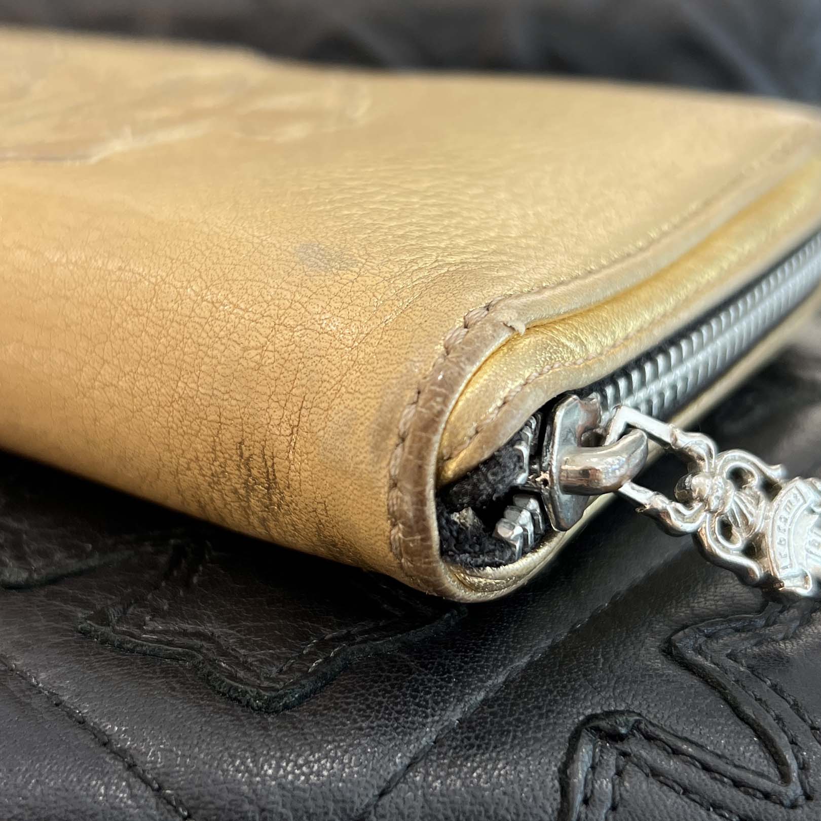 CHROME HEARTS 3 Cemetery Cross Leather Patch REC F ZIP Leather Wallet クロムハーツ 3セメタリークロス レザーパッチ レック F ジップ レザーウォレット