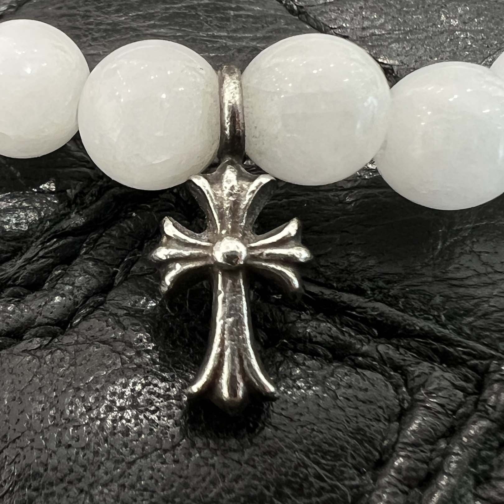 CHROME HEARTS CH Cross Ball White Beads Bracelet クロムハーツ CH