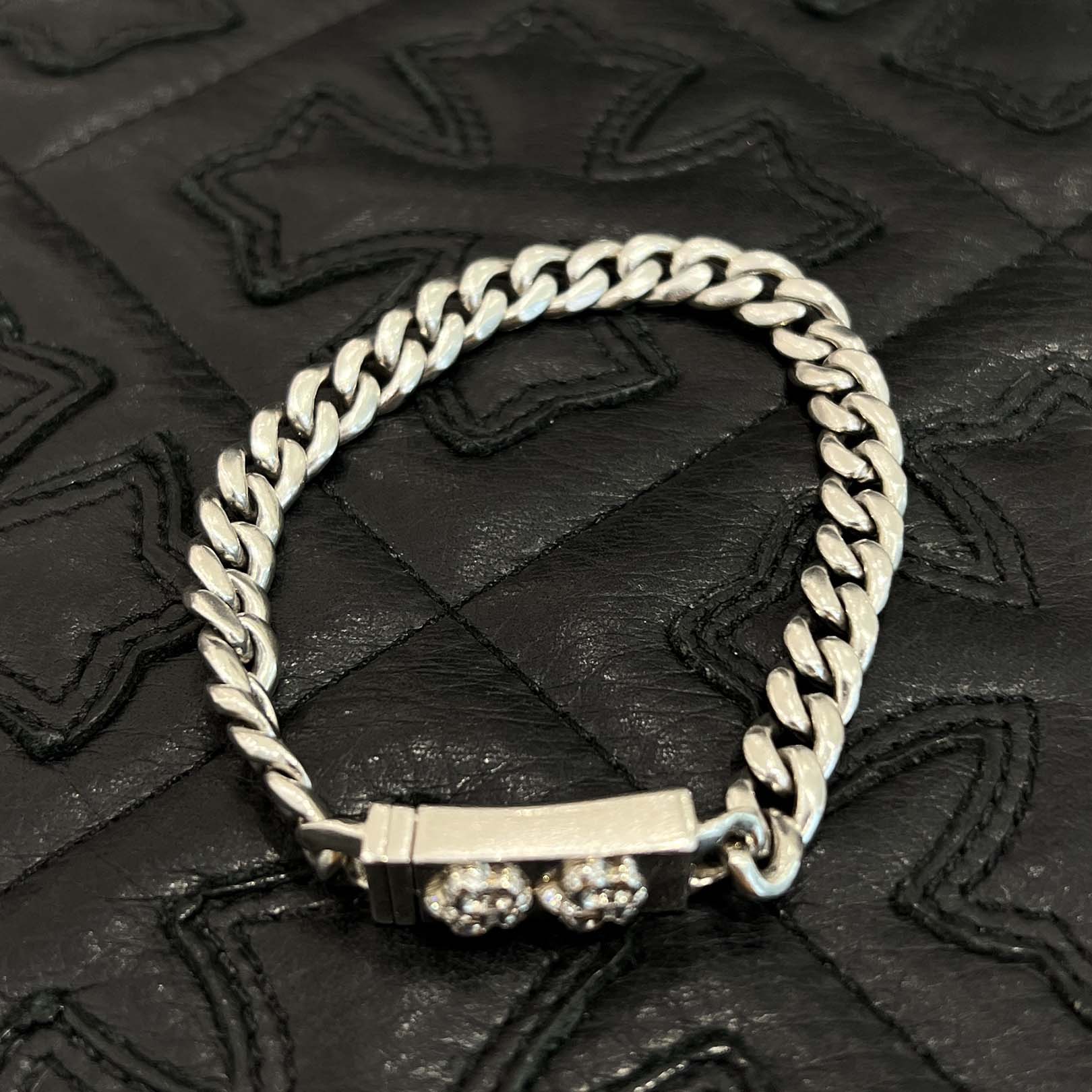 CHROME HEARTS BS Flare MINI ID Platinum Bracelet Pave Diamond クロムハーツ BS フレア ミニ ID プラチナ ブレスレット パヴェダイヤモンド