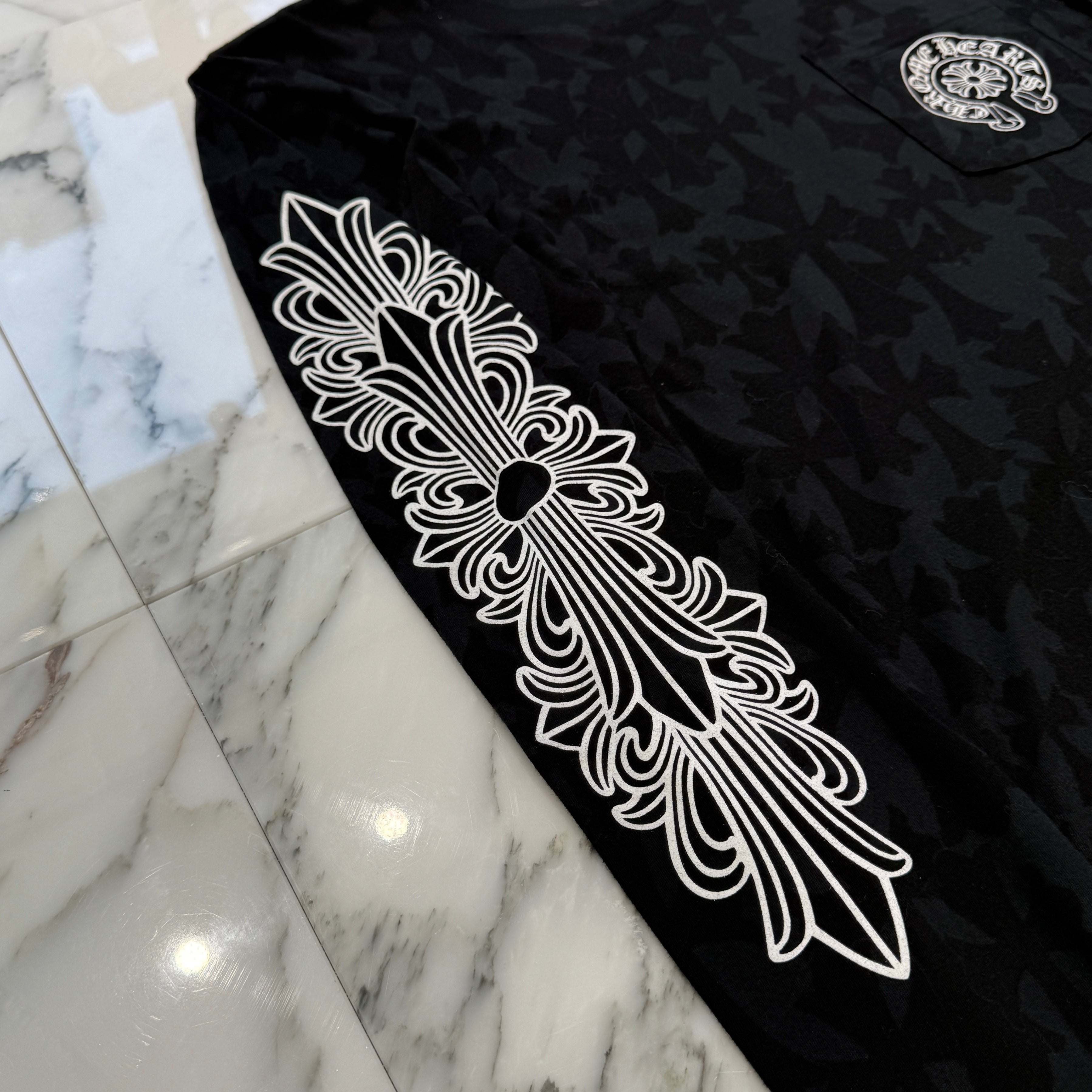 CHROME HEARTS 2024SS Graveyard Cemetery Cross Long Sleeve Tee Size L クロムハーツ グレイブヤード セメタリークロス ロングスリーブTシャツ 総柄 サイズL