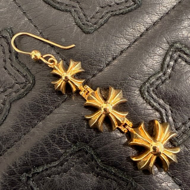CHROME HEARTS 22K 3 CH Plus Drop Earrings クロムハーツ 22K 3CH