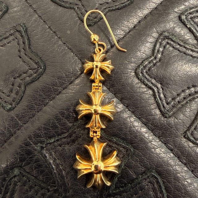 CHROME HEARTS 22K 3 CH Plus Drop Earrings クロムハーツ 22K 3CHプラス ドロップイヤリング ピアス