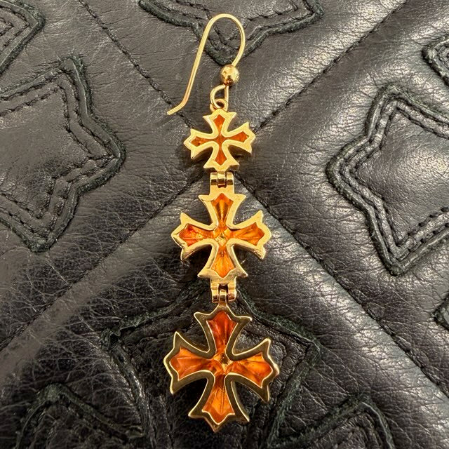 CHROME HEARTS 22K 3 CH Plus Drop Earrings クロムハーツ 22K 3CHプラス ドロップイヤリング ピアス