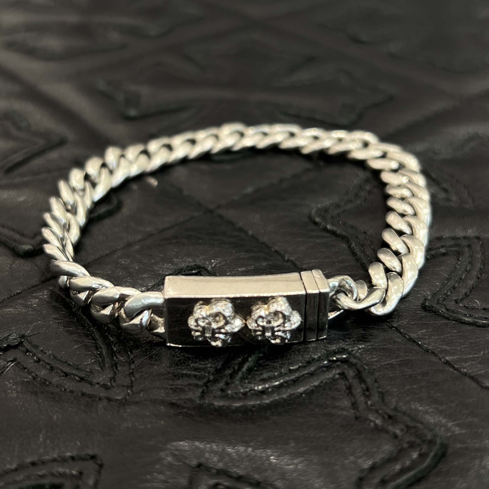 CHROME HEARTS BS Flare MINI ID Platinum Bracelet Pave Diamond クロムハーツ BS フレア ミニ ID プラチナ ブレスレット パヴェダイヤモンド