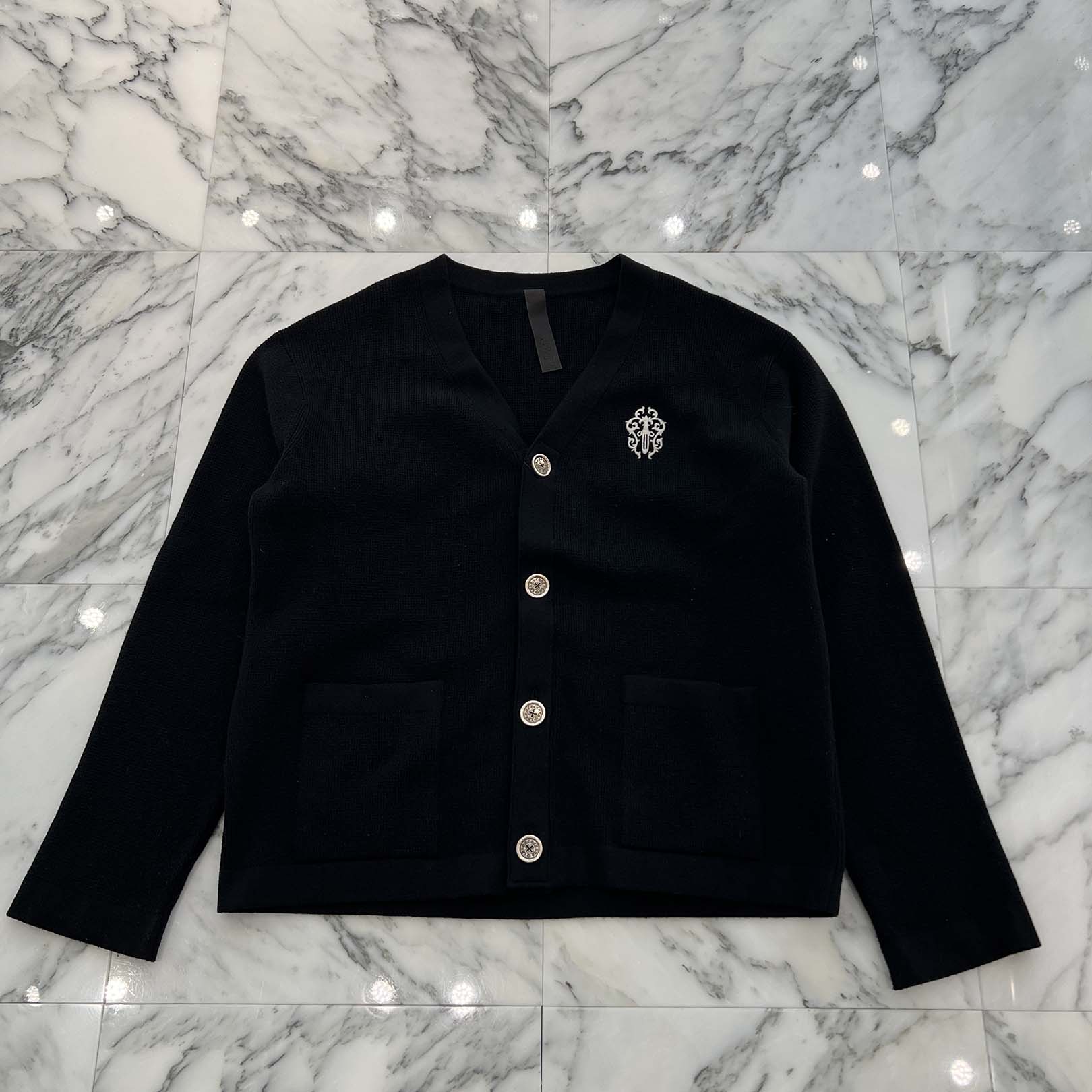 CHROME HEARTS YNOT Vine Dagger Embroidery Cashmere Knit Cardigan Size XL クロムハーツ ワイノット ヴァインダガー ロゴ刺繍 カシミヤニットカーディガン サイズXL