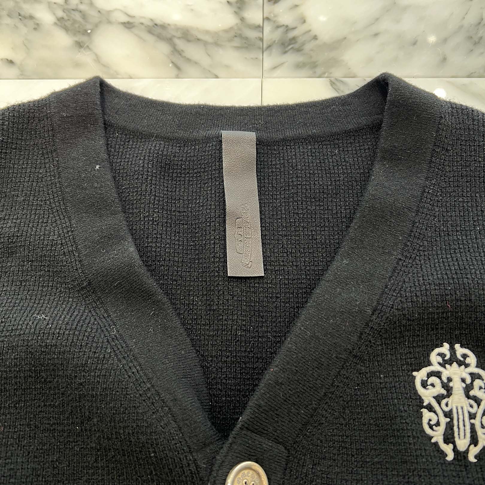 CHROME HEARTS YNOT Vine Dagger Embroidery Cashmere Knit Cardigan Size XL クロムハーツ ワイノット ヴァインダガー ロゴ刺繍 カシミヤニットカーディガン サイズXL