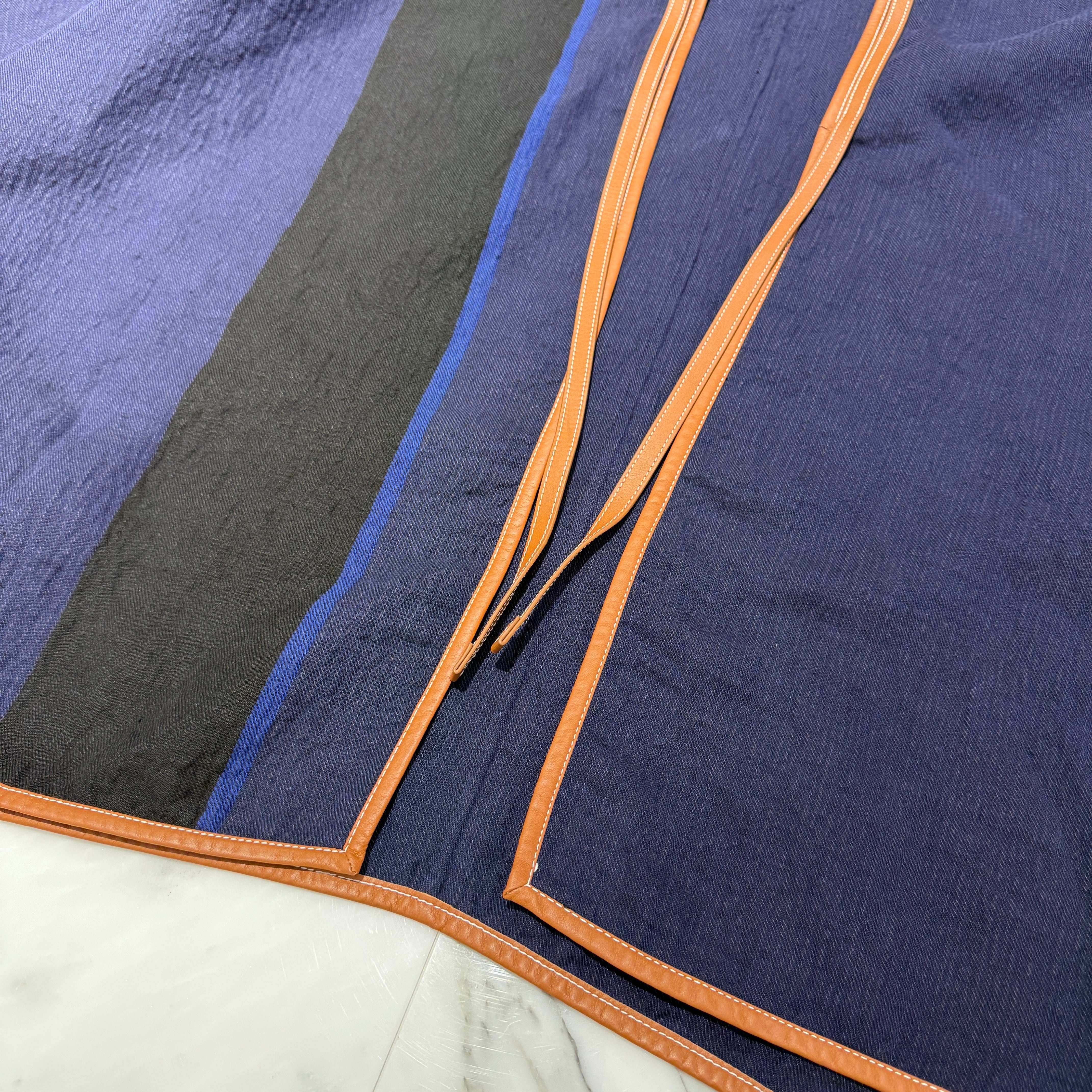 LOEWE Anagram Logo Emboss Leather Patch Stripe Cape S359338XBH Size S ロエベ アナグラムロゴエンボス レザーパッチ ストライプケープ サイズS