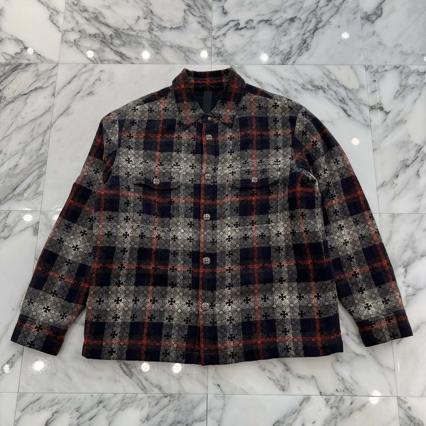 CHROME HEARTS Y NOT WORK DOG Loose Ends Check Shirt Jacket Size L クロムハーツ ワイノット ワークドッグ ルーズエンド チェックシャツジャケット サイズL