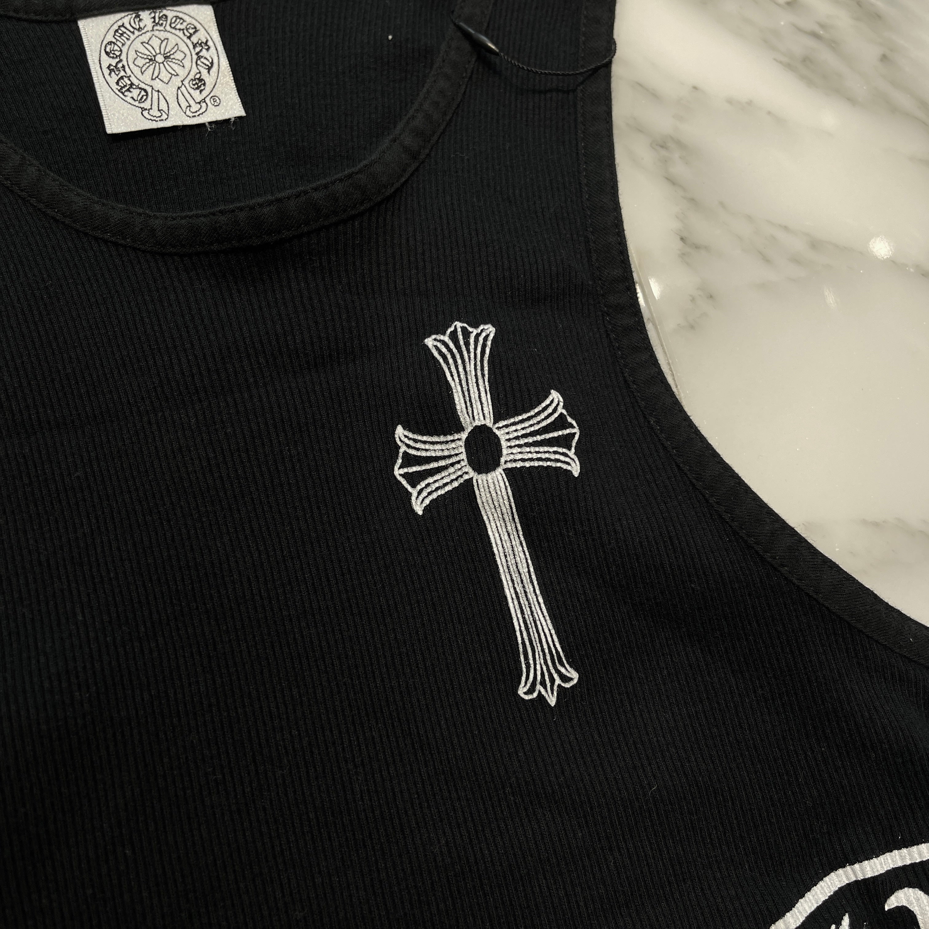 CHROME HEARTS CH Cross Side Vertical Logo Fuck You Tank Top