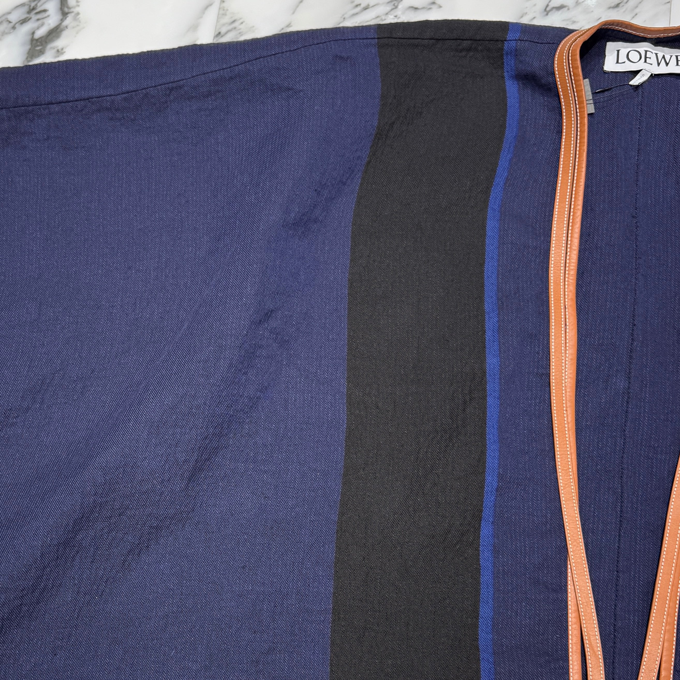 LOEWE Anagram Logo Emboss Leather Patch Stripe Cape S359338XBH Size S ロエベ アナグラムロゴエンボス レザーパッチ ストライプケープ サイズS