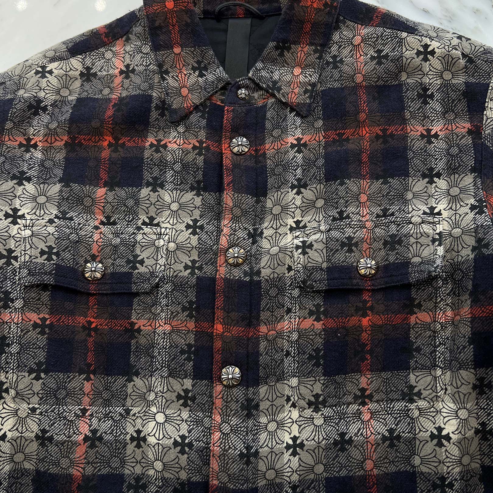 CHROME HEARTS Y NOT WORK DOG Loose Ends Check Shirt Jacket Size L クロムハーツ ワイノット ワークドッグ ルーズエンド チェックシャツジャケット サイズL