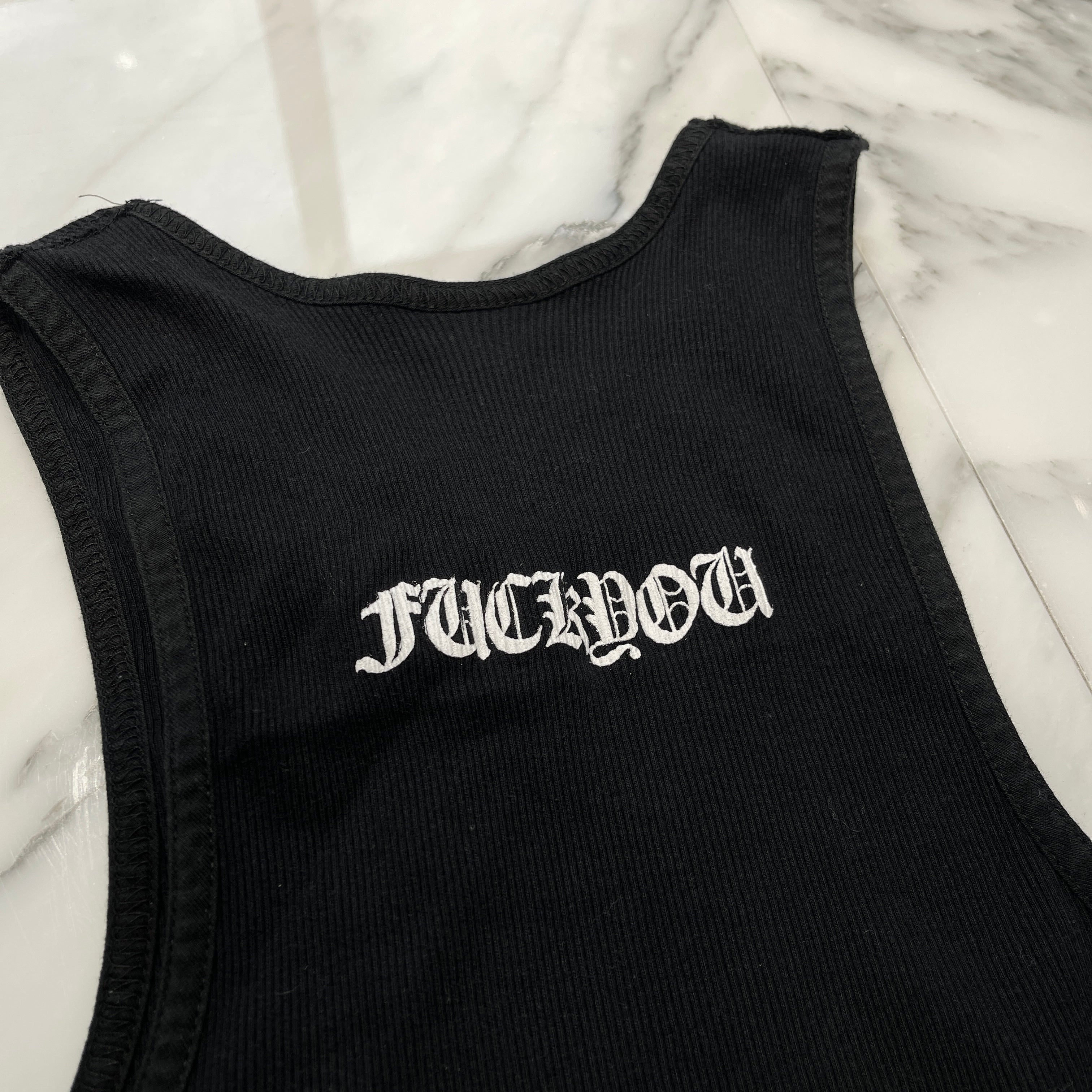 CHROME HEARTS CH Cross Side Vertical Logo Fuck You Tank Top Size M クロムハーツ CHクロス サイド ヴァーティカルロゴ ファックユー タンクトップ サイズM