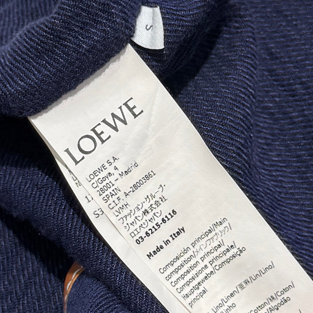 LOEWE Anagram Logo Emboss Leather Patch Stripe Cape S359338XBH Size S ロエベ アナグラムロゴエンボス レザーパッチ ストライプケープ サイズS