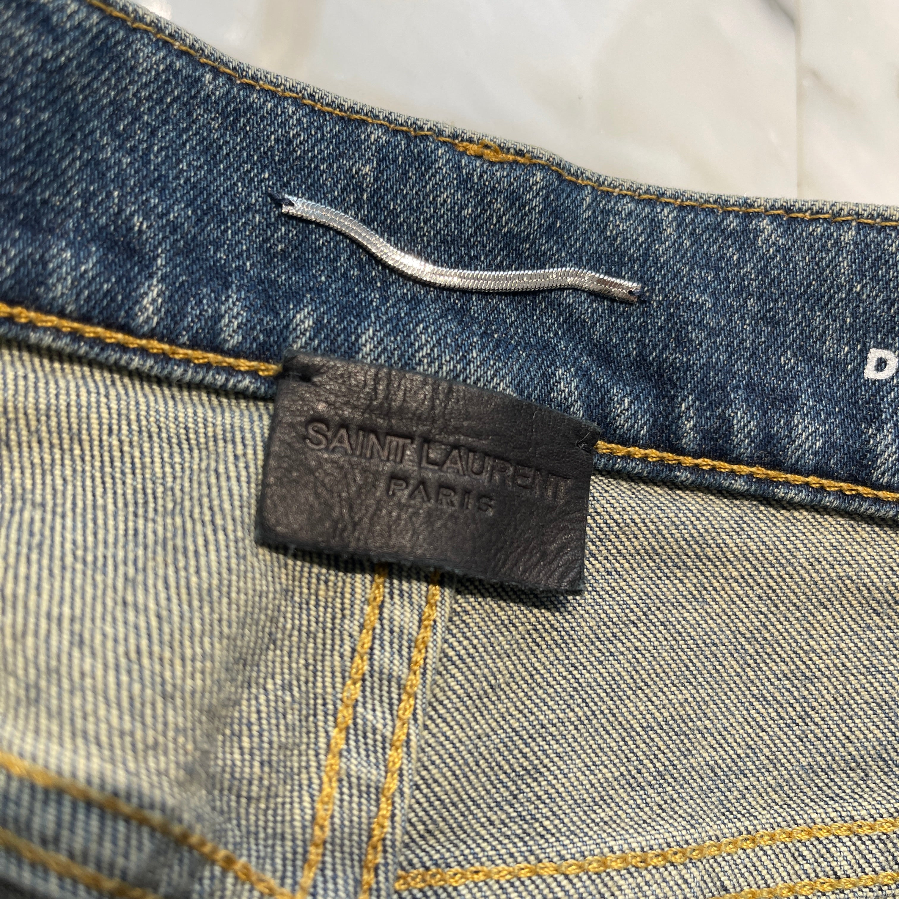 SAINT LAURENT PARIS 2019AW Knee Crush Stretch Skinny Denim Pants 587035 YD964 Size 26 サンローランパリ ニークラッシュ ストレッチ スキニーデニムパンツ サイズ26