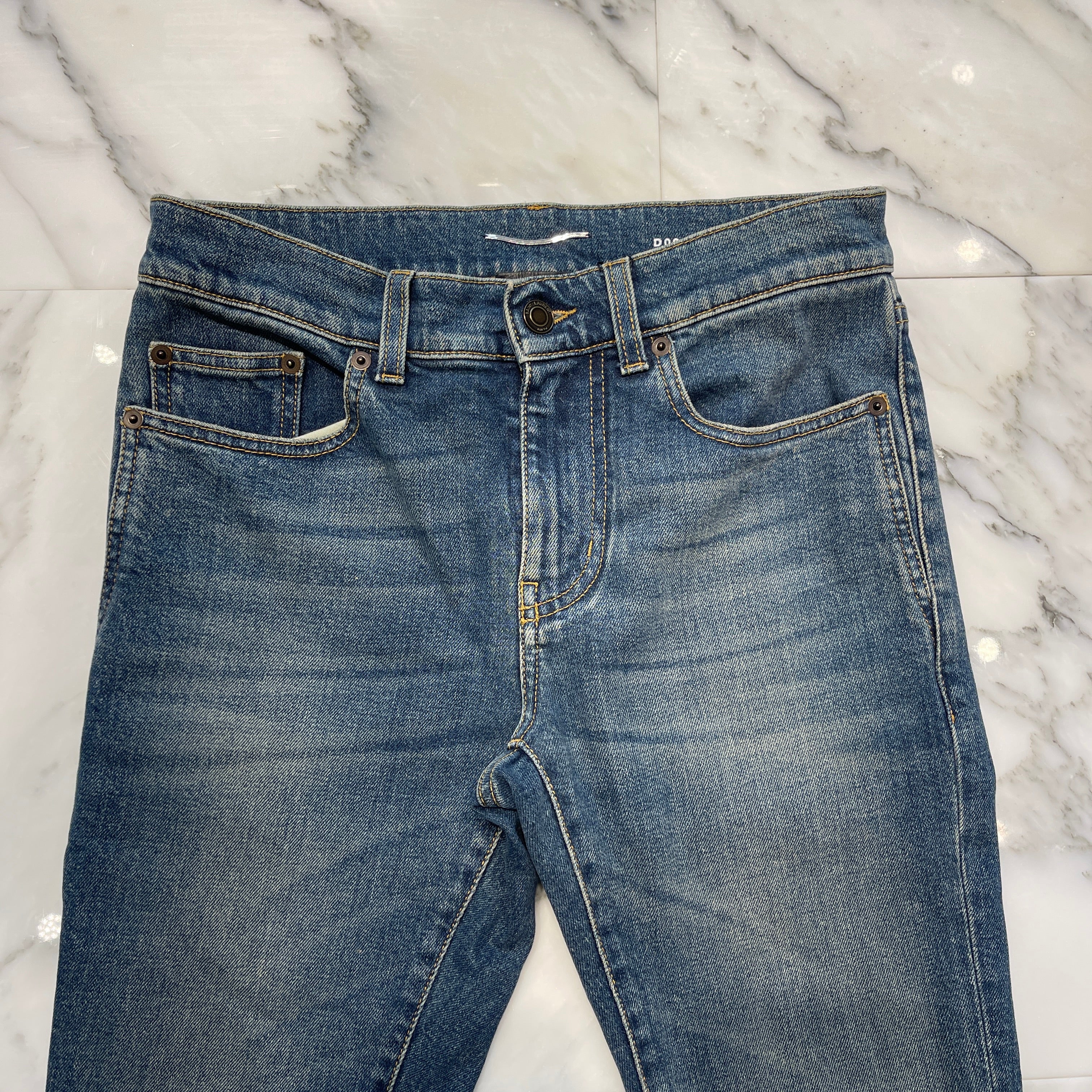 SAINT LAURENT PARIS 2019AW Knee Crush Stretch Skinny Denim Pants 587035 YD964 Size 26 サンローランパリ ニークラッシュ ストレッチ スキニーデニムパンツ サイズ26
