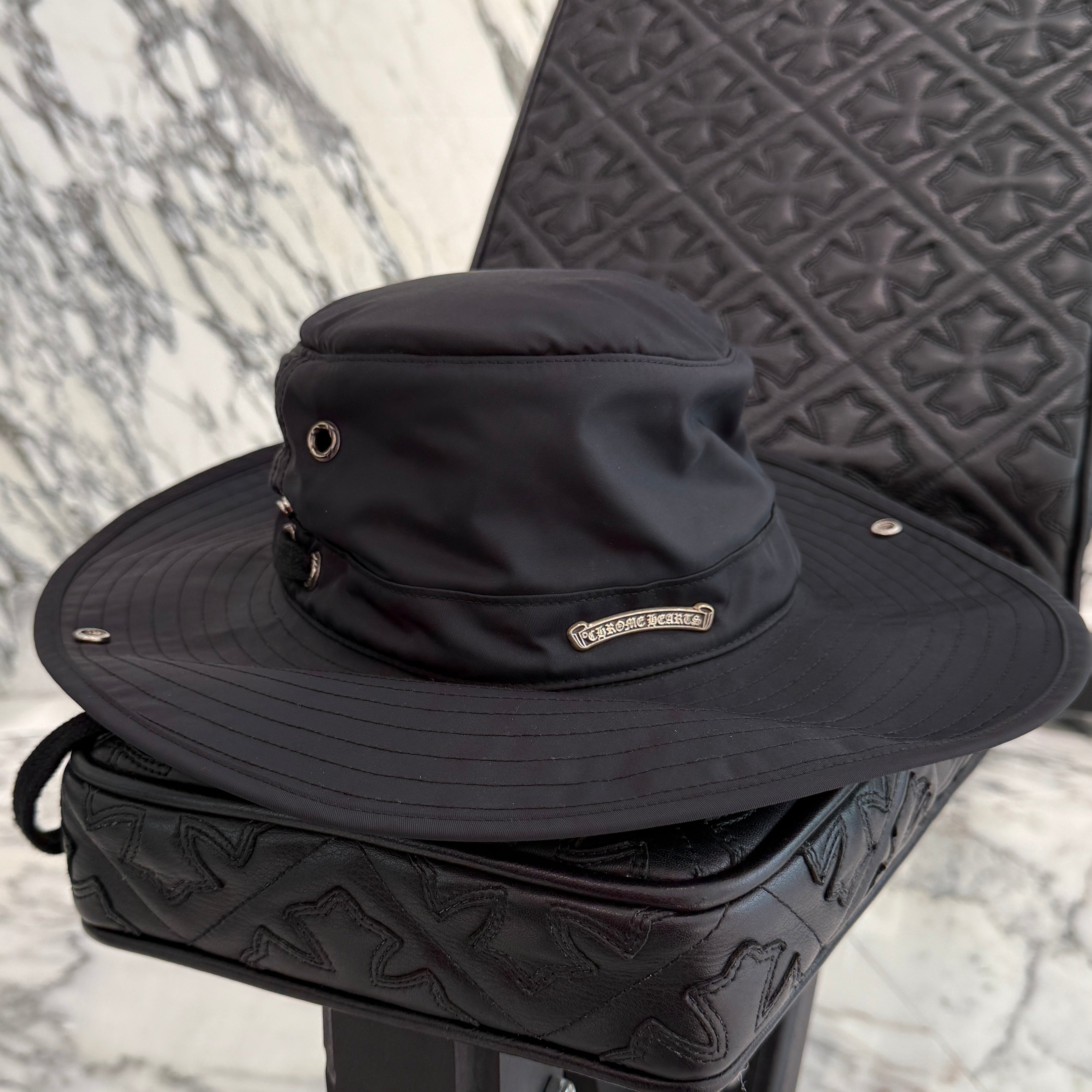 CHROME HEARTS Scroll Logo Label Nylon Bucket Hat Size M（58.5cm）クロムハーツ  スクロールロゴラベル ナイロン バケットハット サイズM（58.5cm）