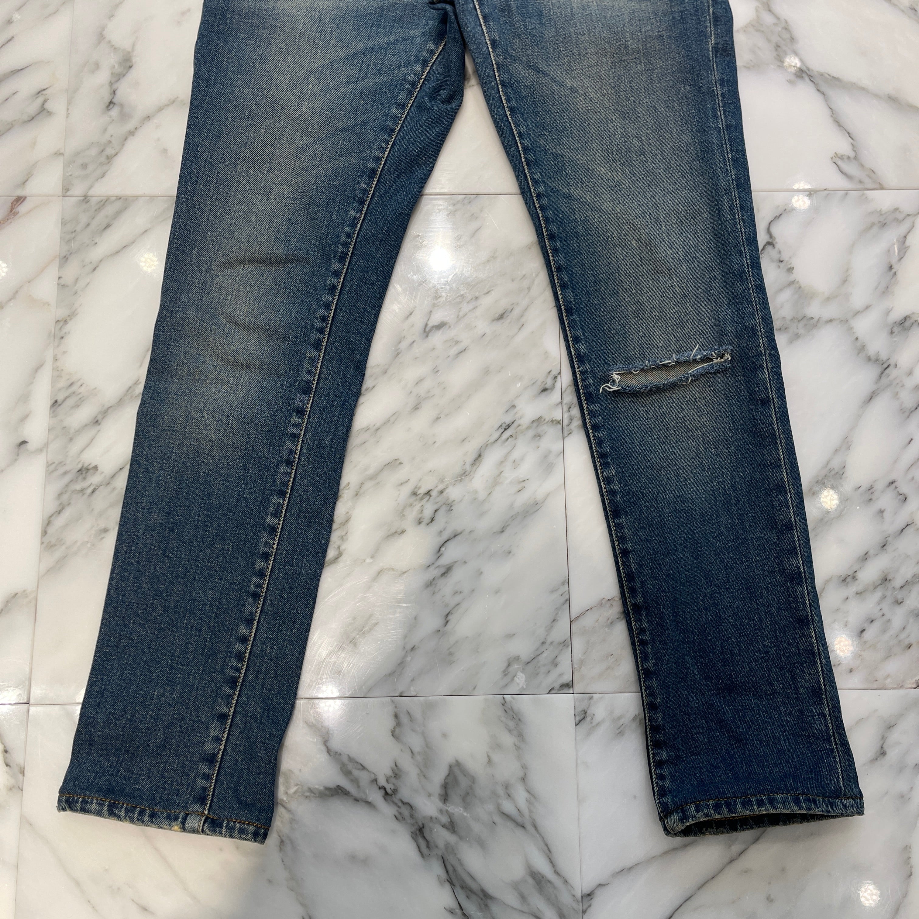 SAINT LAURENT PARIS 2019AW Knee Crush Stretch Skinny Denim Pants 587035 YD964 Size 26 サンローランパリ ニークラッシュ ストレッチ スキニーデニムパンツ サイズ26