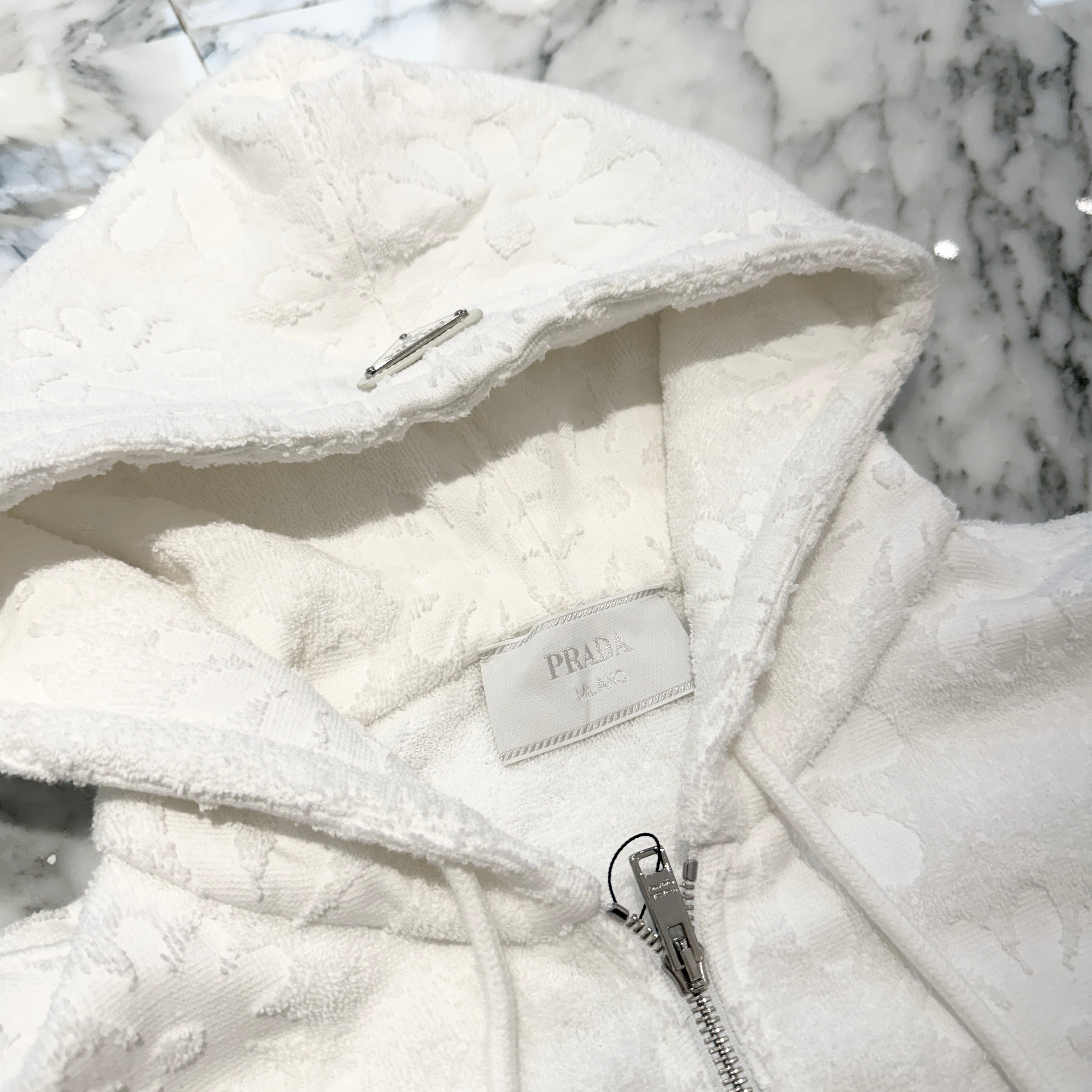 PRADA 2022 Jacquard Terry Cloth Hoodie UJL13A S221 10ES Size S プラダ ジャカード テリークロス フーディー サイズS