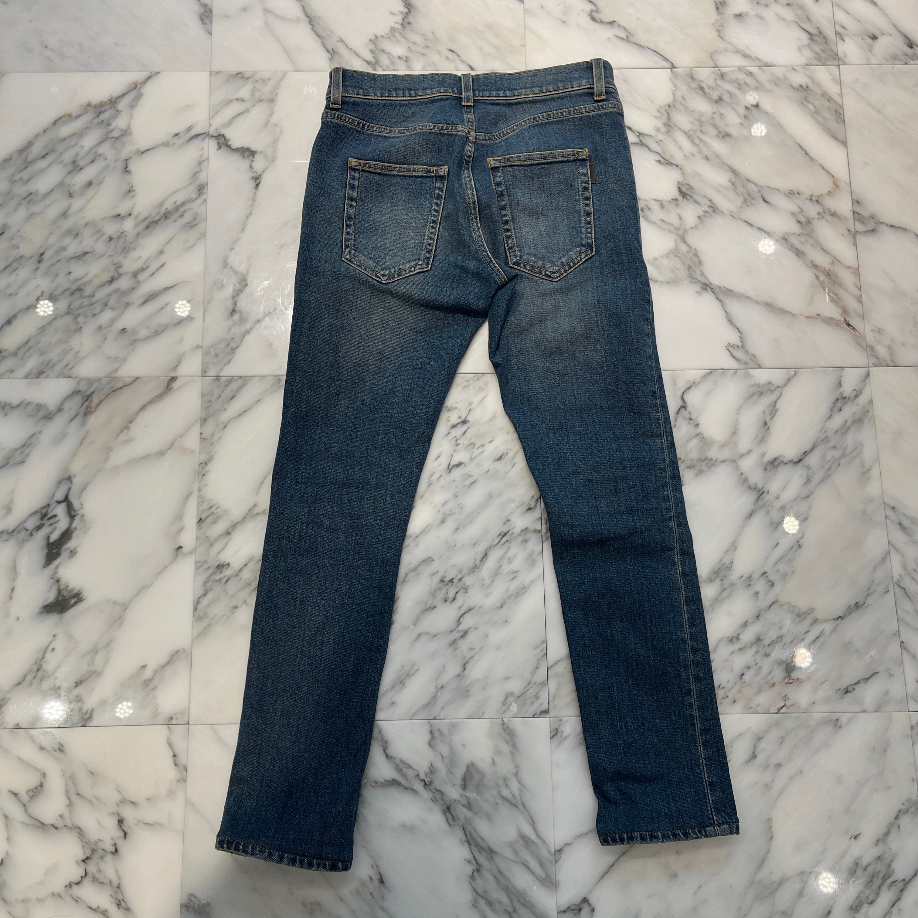 SAINT LAURENT PARIS 2019AW Knee Crush Stretch Skinny Denim Pants 587035 YD964 Size 26 サンローランパリ ニークラッシュ ストレッチ スキニーデニムパンツ サイズ26