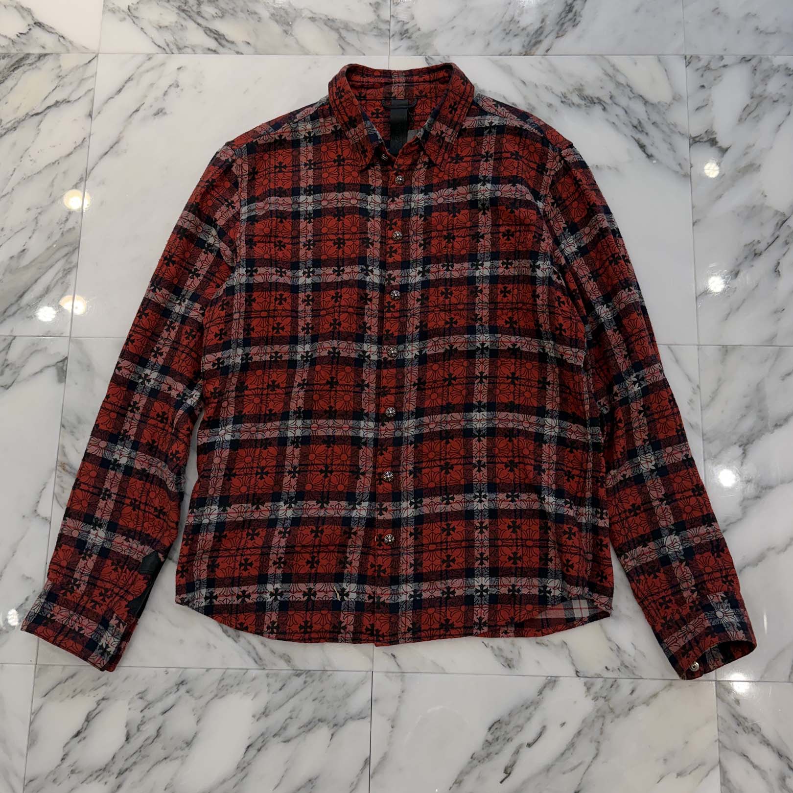 CHROME HEARTS Y NOT Loose Ends Check Shirt Size L クロムハーツ ワイノット ルーズエンド チェックシャツ サイズL