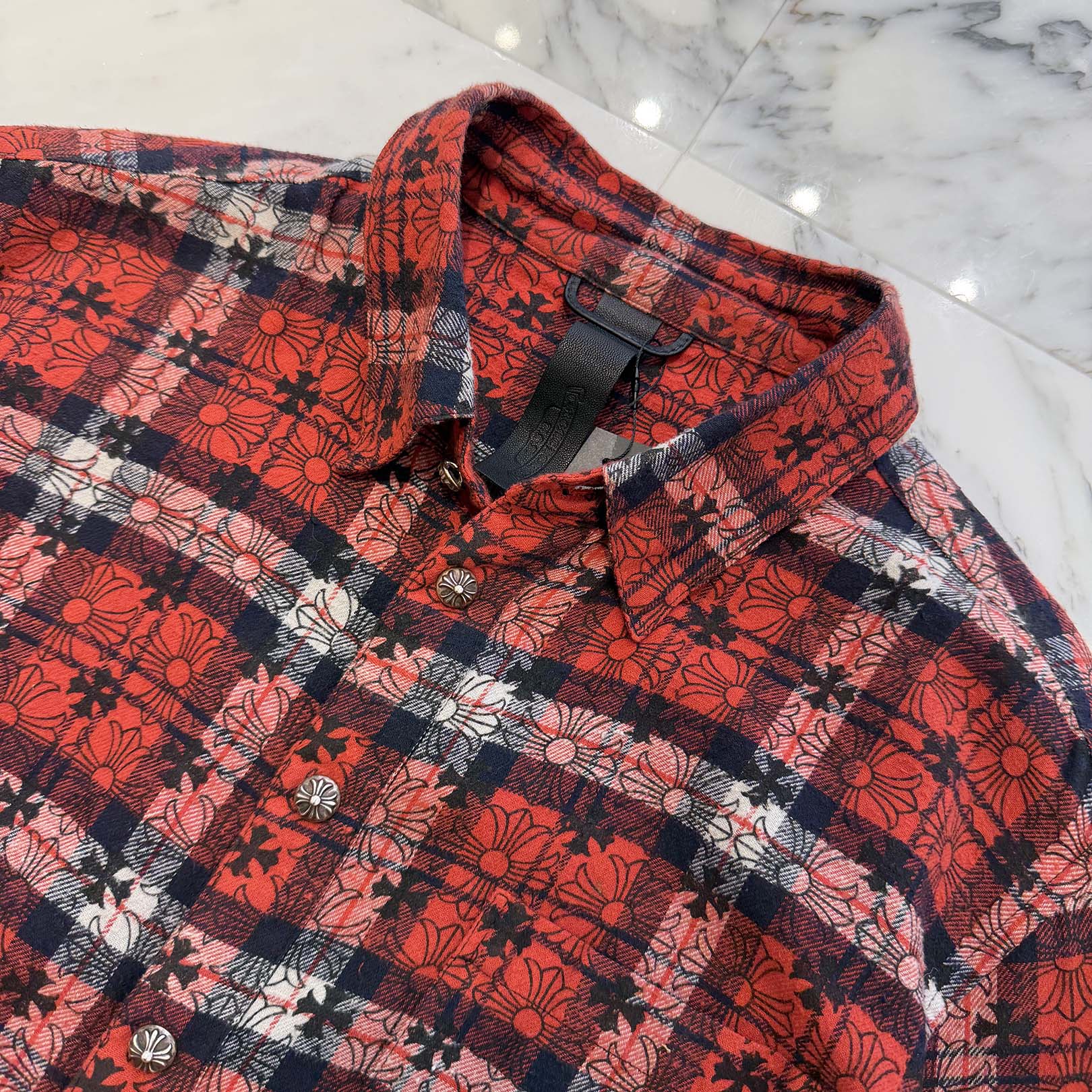 CHROME HEARTS Y NOT Loose Ends Check Shirt Size L クロムハーツ ワイノット ルーズエンド チェックシャツ サイズL