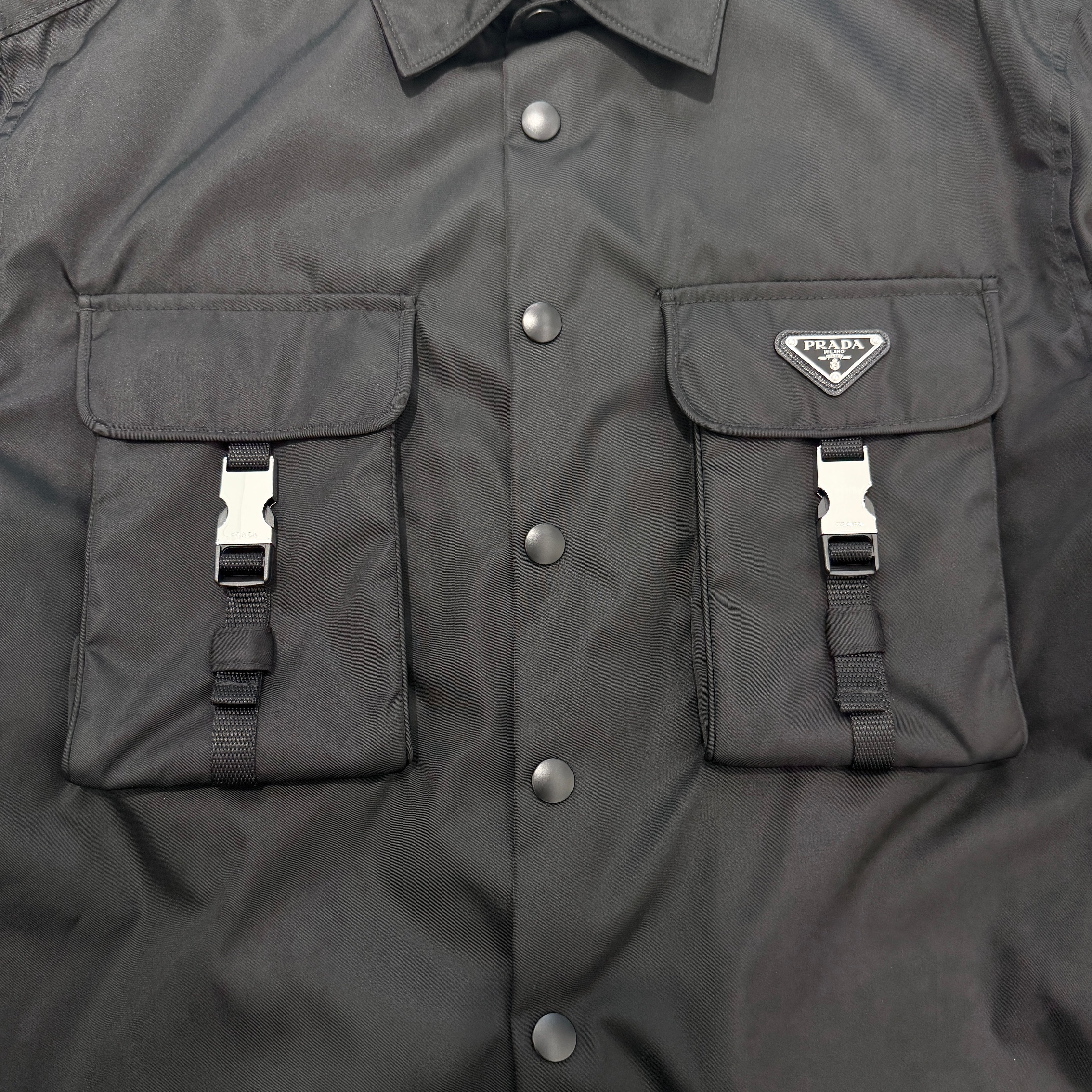 PRADA 2023AW Re-Nylon Military Shirt Jacket SC548 S212 1WQ8 Size L プラダ リナイロン ミリタリー シャツジャケット サイズL