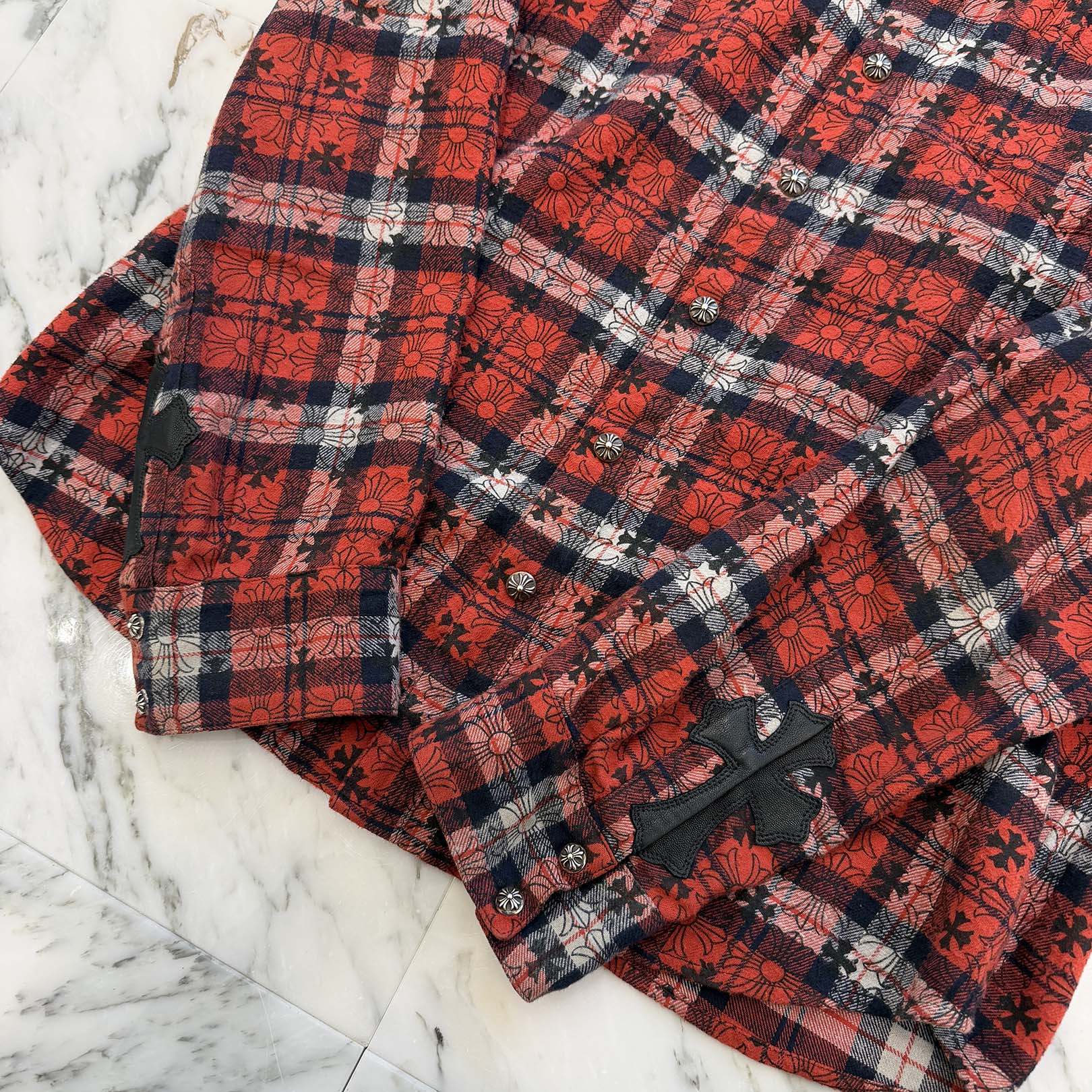 CHROME HEARTS Y NOT Loose Ends Check Shirt Size L クロムハーツ ワイノット ルーズエンド チェックシャツ サイズL