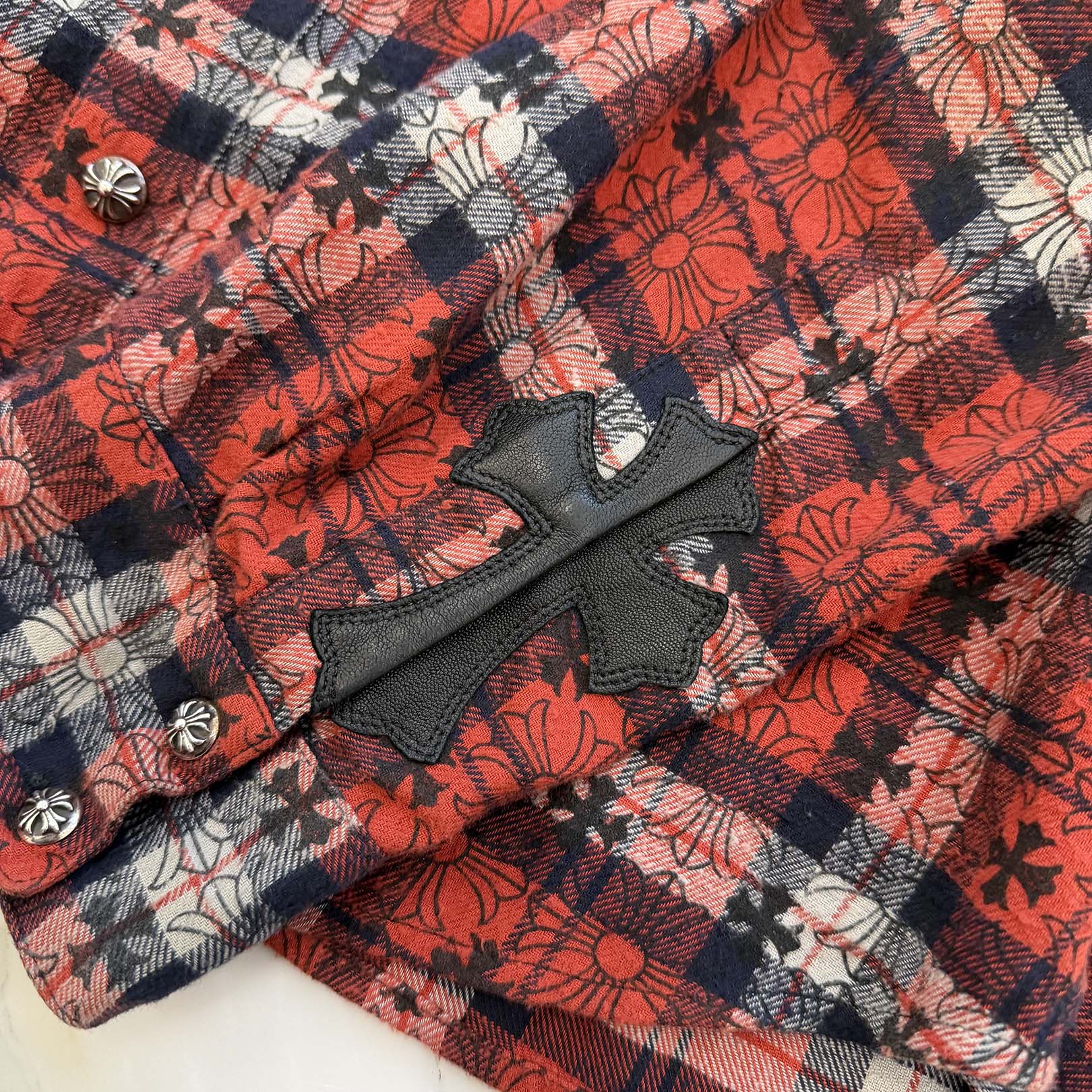 CHROME HEARTS Y NOT Loose Ends Check Shirt Size L クロムハーツ ワイノット ルーズエンド チェックシャツ サイズL