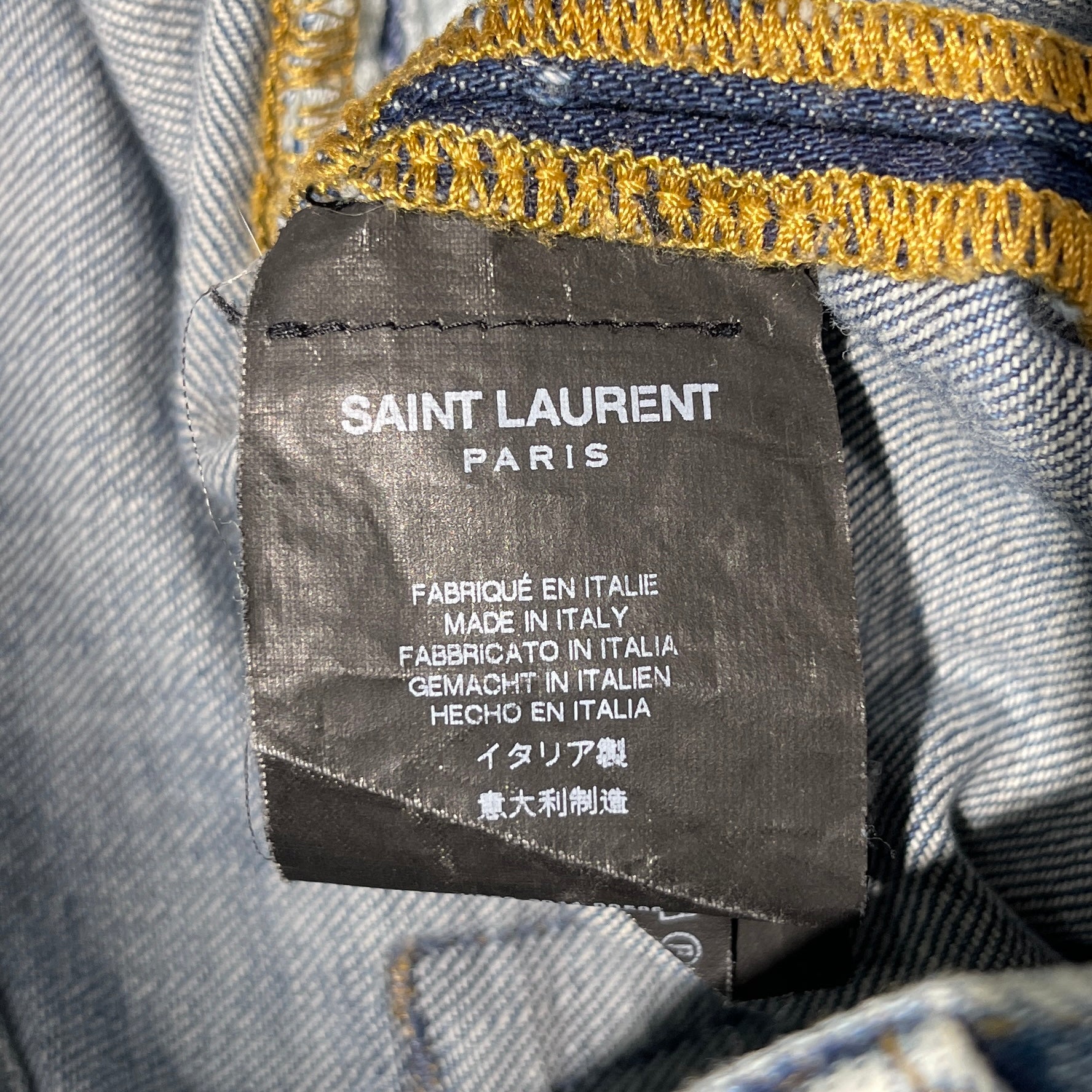パンツ 2015SS Saint Laurent skinny denim pants SAINT LAURENT PARIS 2015SS Knee Crash Repaired Skinny Denim Pants