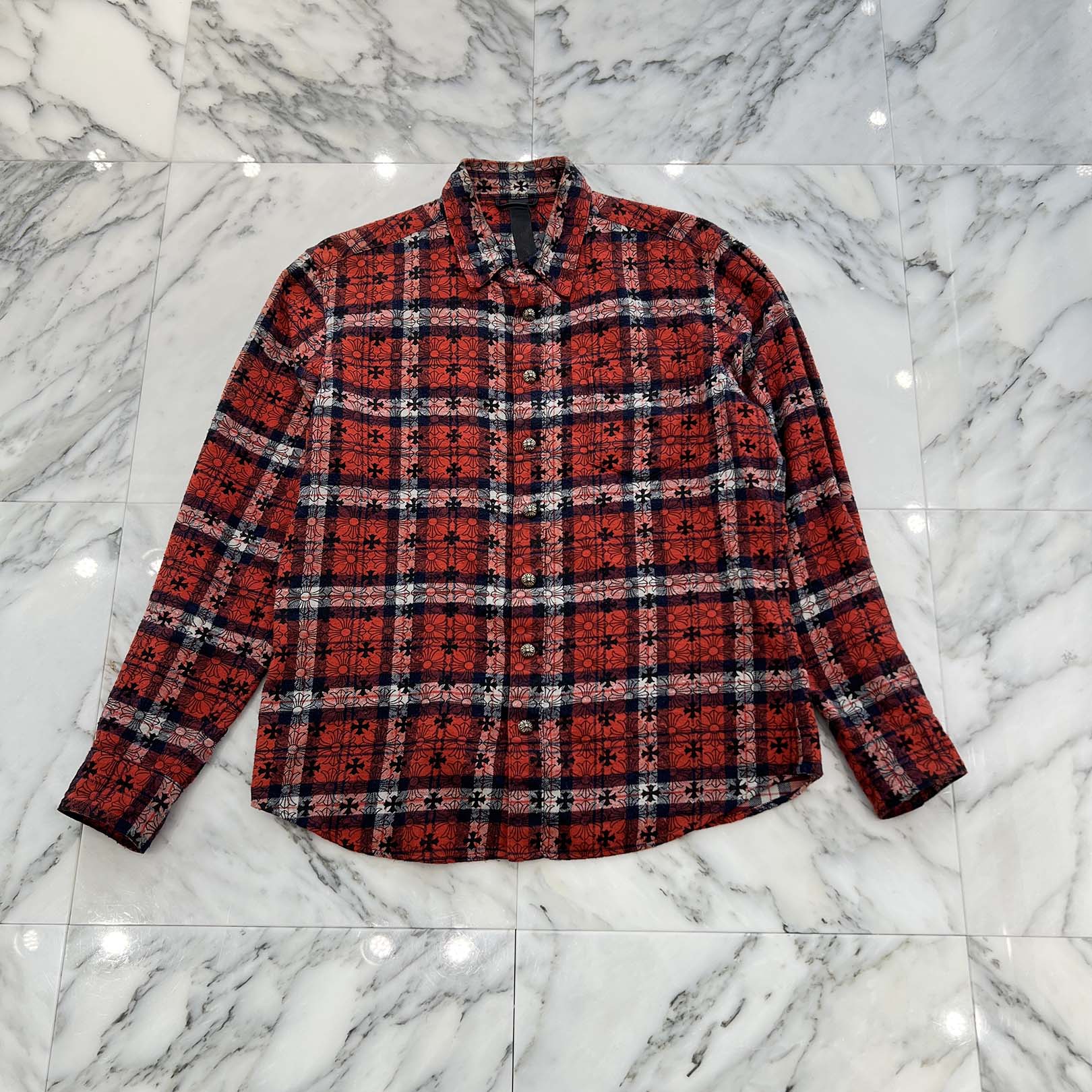 CHROME HEARTS Y NOT Loose Ends Check Shirt Size M クロムハーツ ワイノット ルーズエンド チェックシャツ サイズM