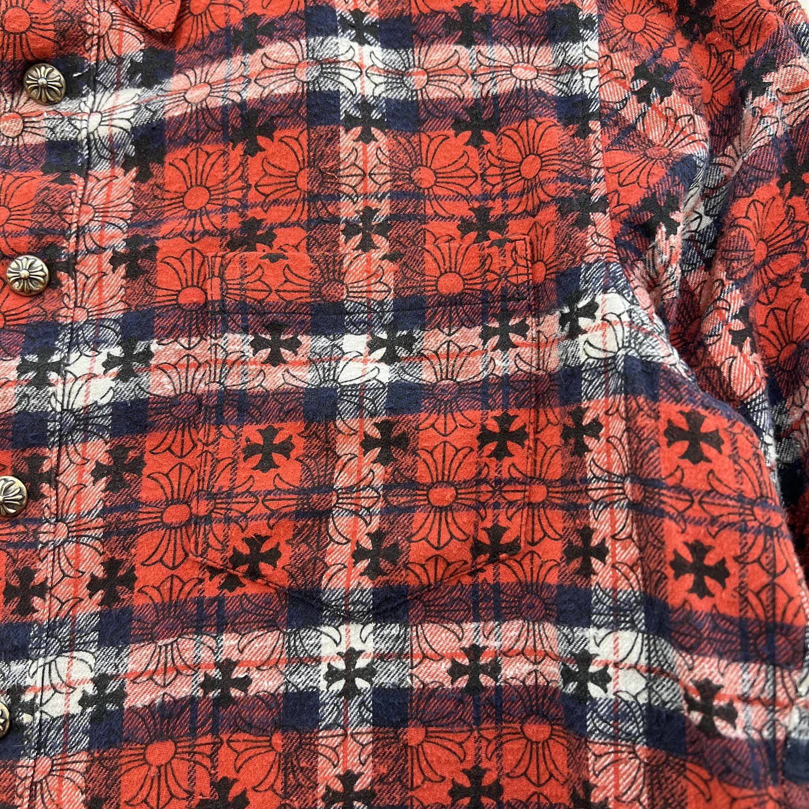 CHROME HEARTS Y NOT Loose Ends Check Shirt Size M クロムハーツ ワイノット ルーズエンド チェックシャツ サイズM