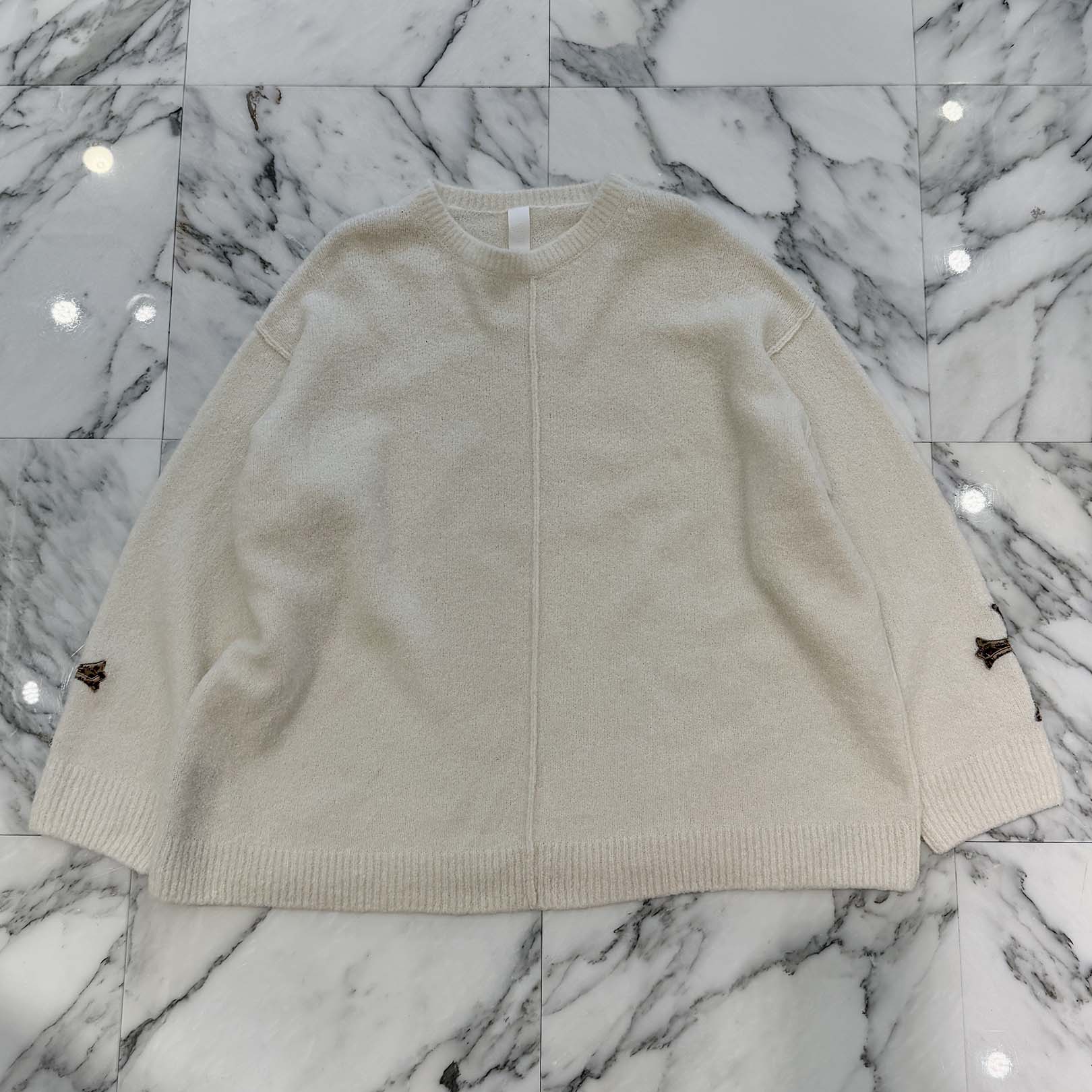 CHROME HEARTS YNOT Leopard Harako Leather Cross Patch Cashmere