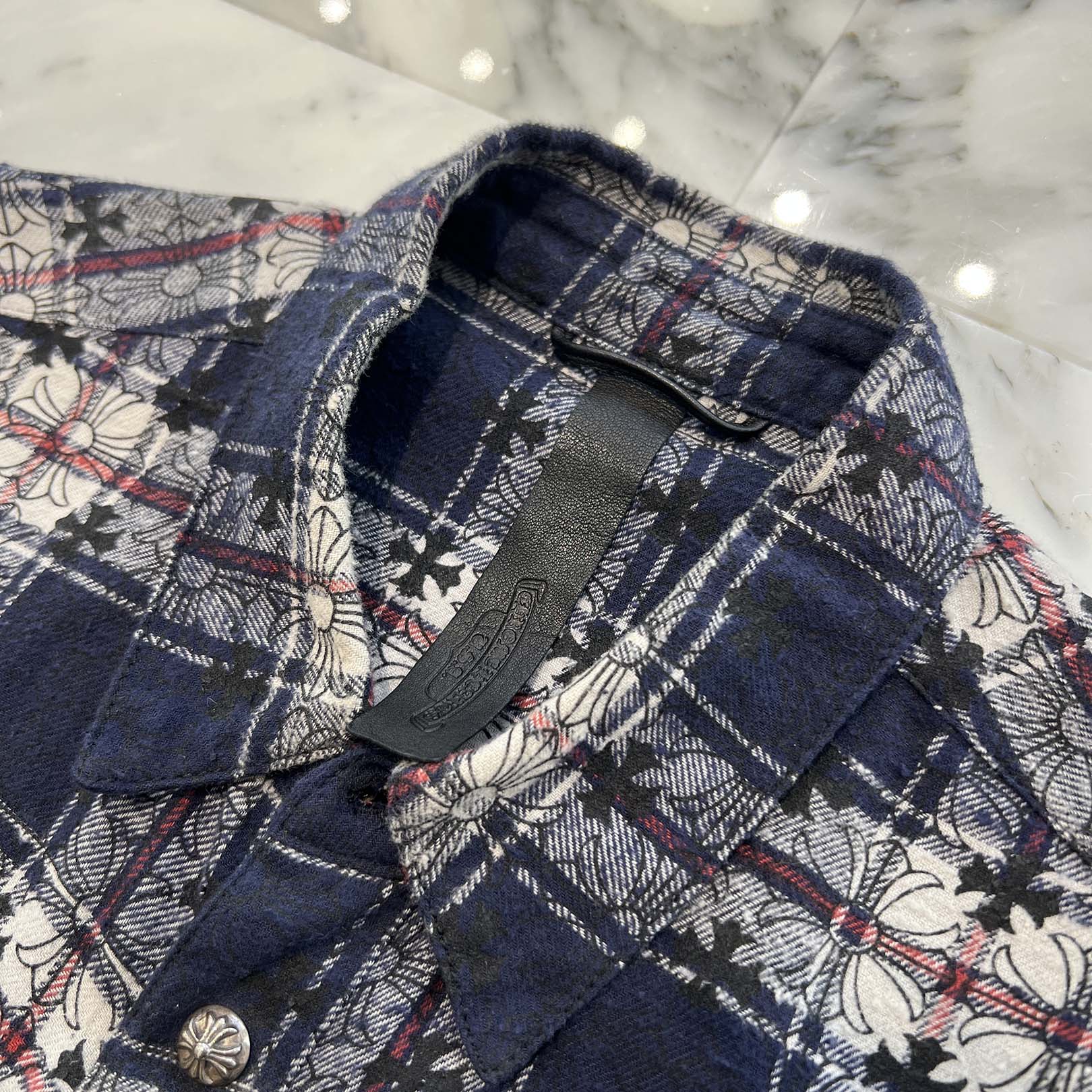 CHROME HEARTS Y NOT Loose Ends Check Shirt Size M クロムハーツ ワイノット ルーズエンド チェックシャツ サイズM