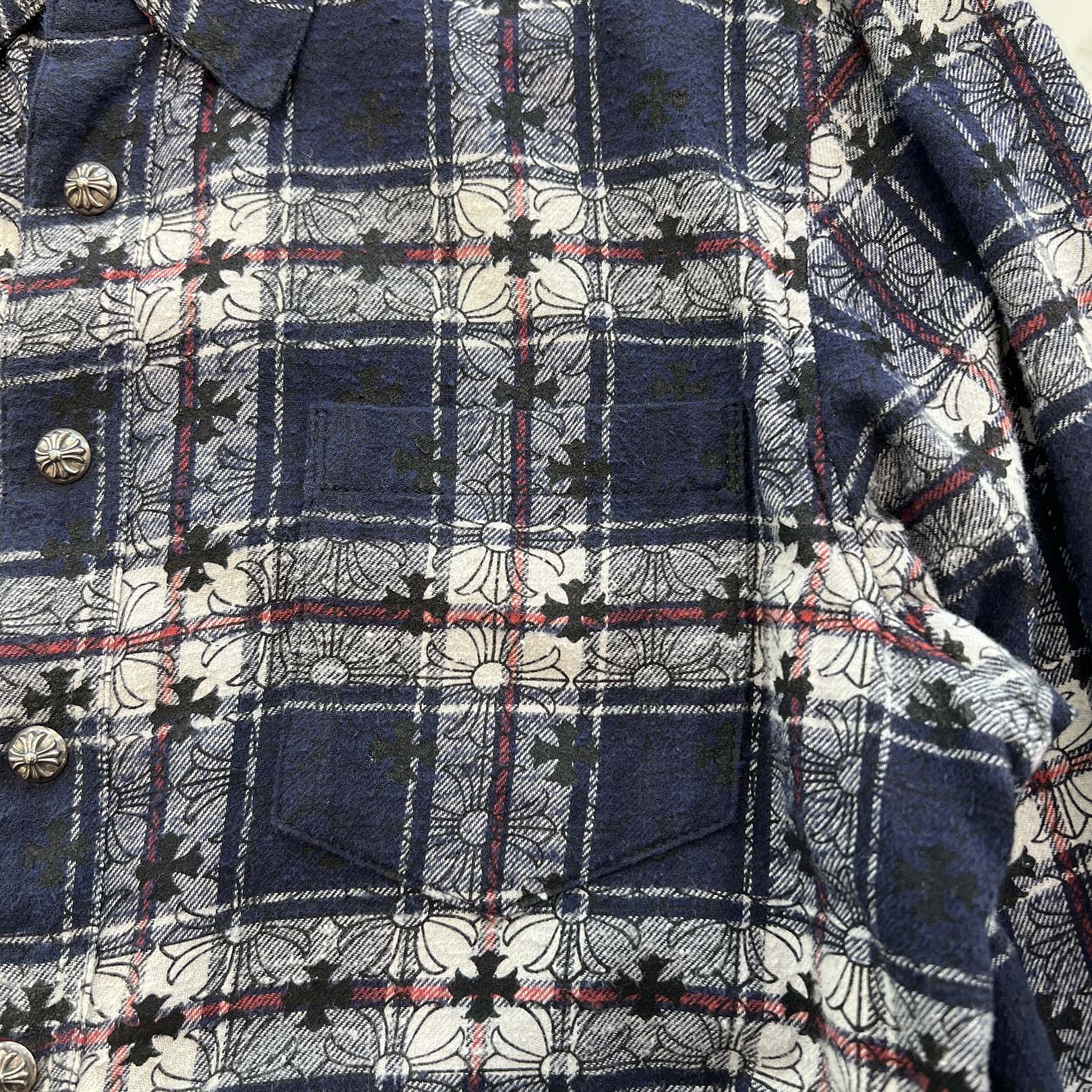 CHROME HEARTS Y NOT Loose Ends Check Shirt Size M クロムハーツ ワイノット ルーズエンド チェックシャツ サイズM