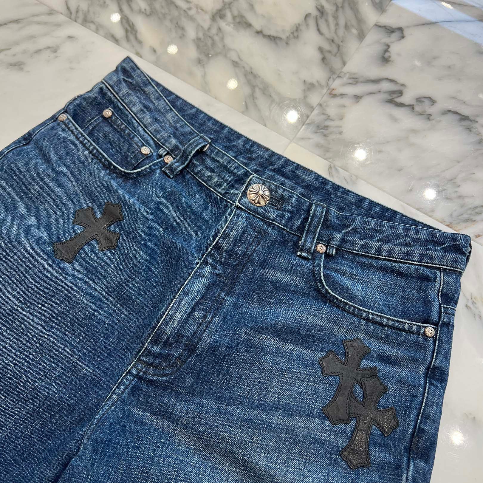 CHROME HEARTS Cross Leather Patch Denim Shorts Size 29 クロムハーツ クロスレザーパッチ デニムショーツ サイズ29