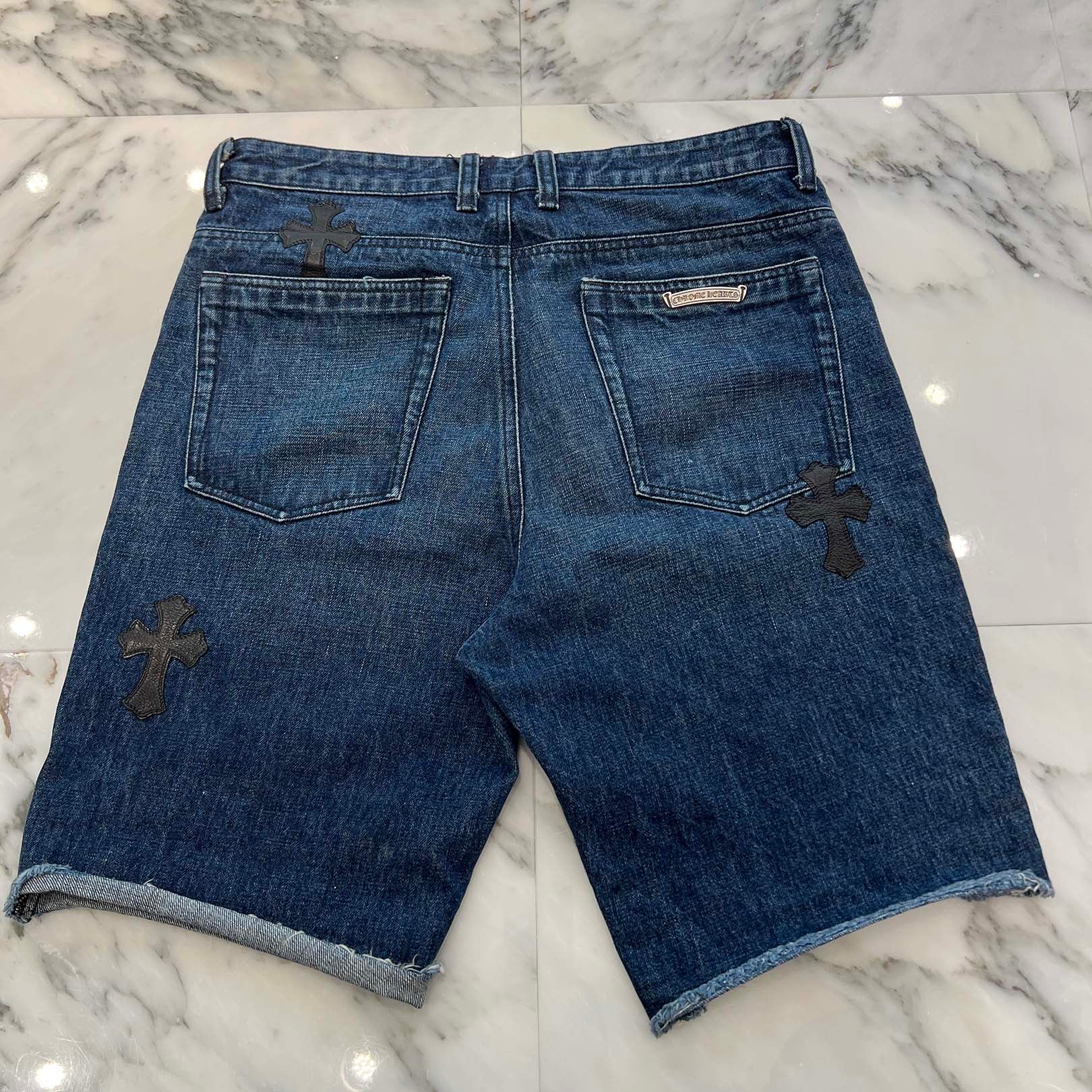 CHROME HEARTS Cross Leather Patch Denim Shorts Size 29 クロムハーツ クロスレザーパッチ デニムショーツ サイズ29