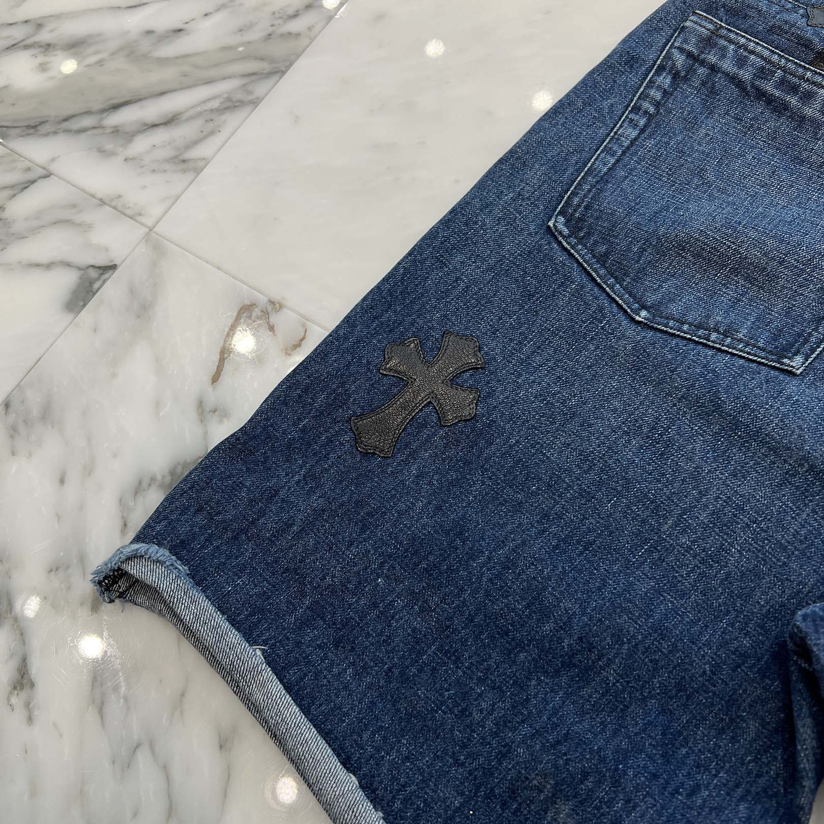 CHROME HEARTS Cross Leather Patch Denim Shorts Size 29 クロムハーツ クロスレザーパッチ デニムショーツ サイズ29
